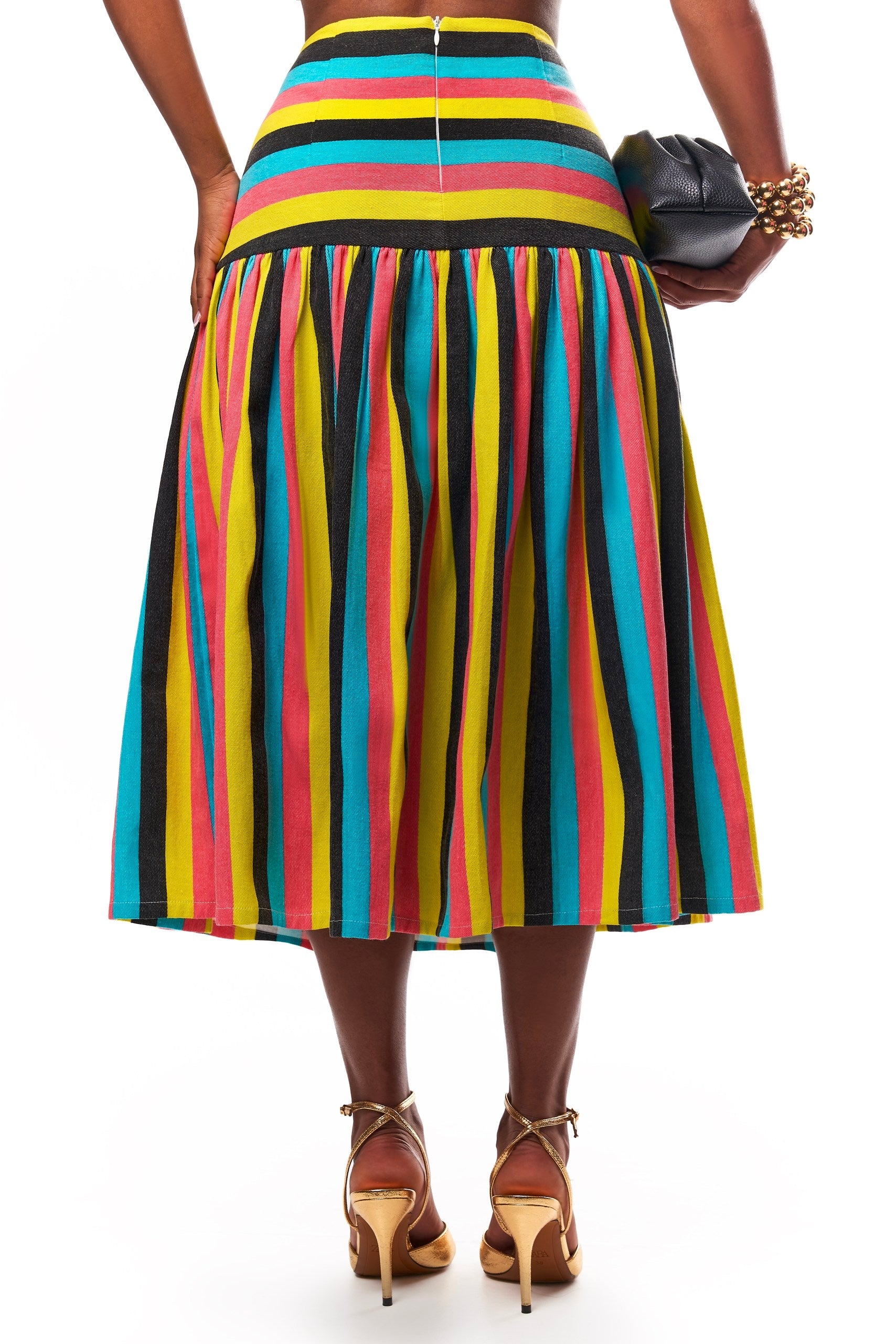 Gloria Multi Colour Denim Cotton Skirt.