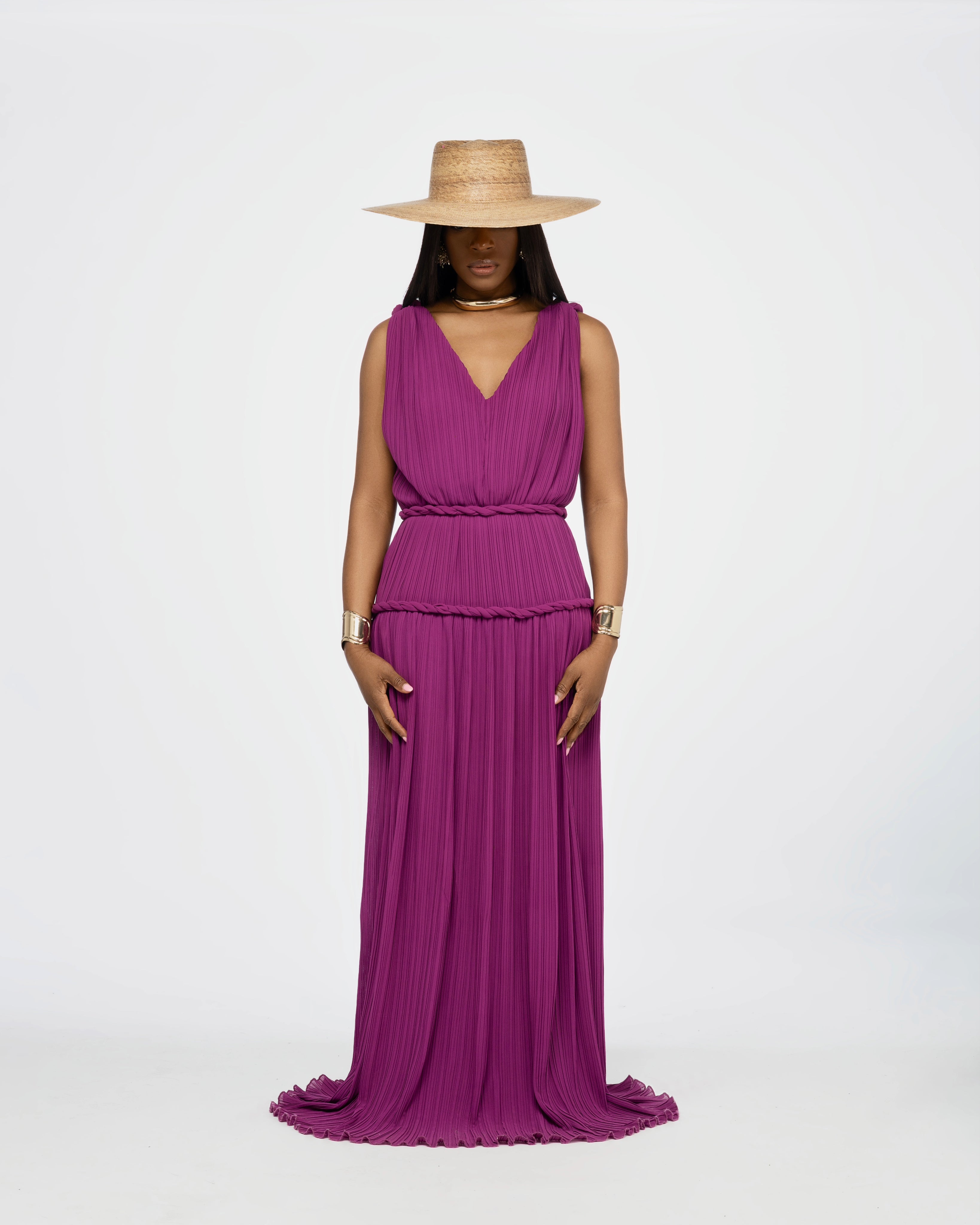 Audrey Chiffon Pleated Maxi Dress