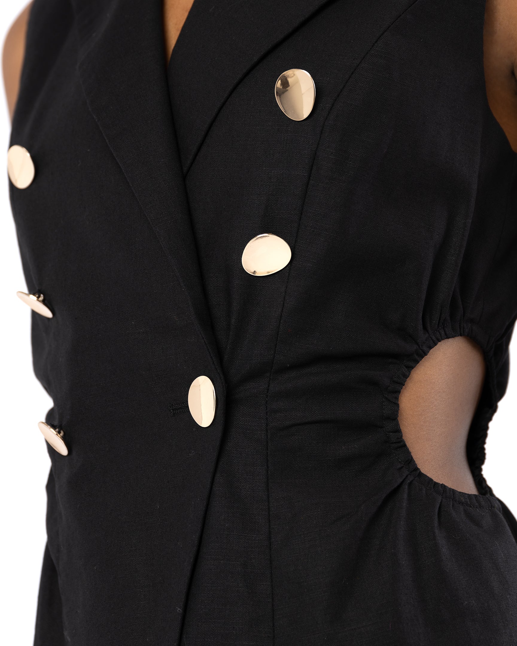 Nella Cotton - Linen Waistcoat & Pants Co-ord In Black
