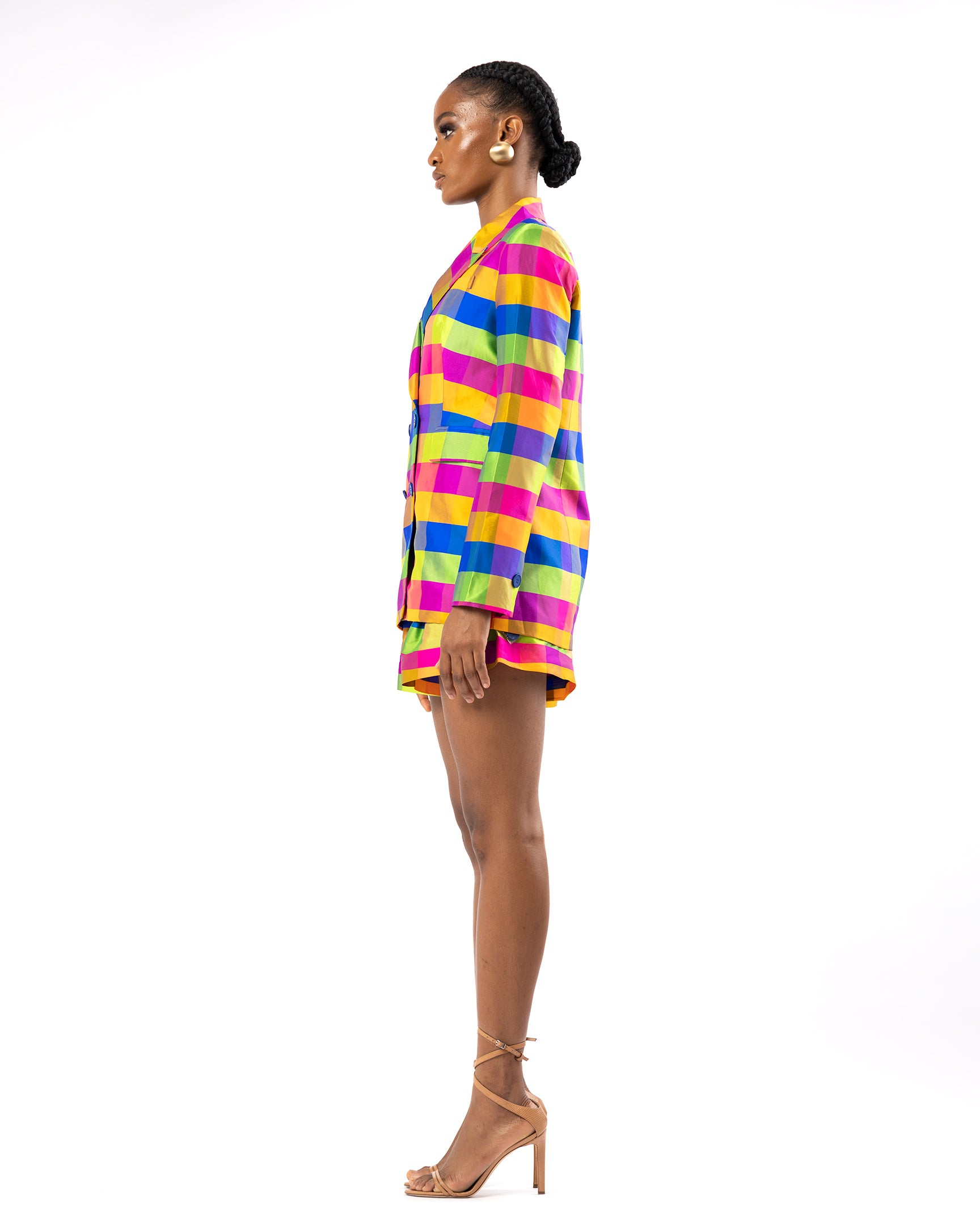 Pali Check Gingham Multi Color Double Breasted Blazer