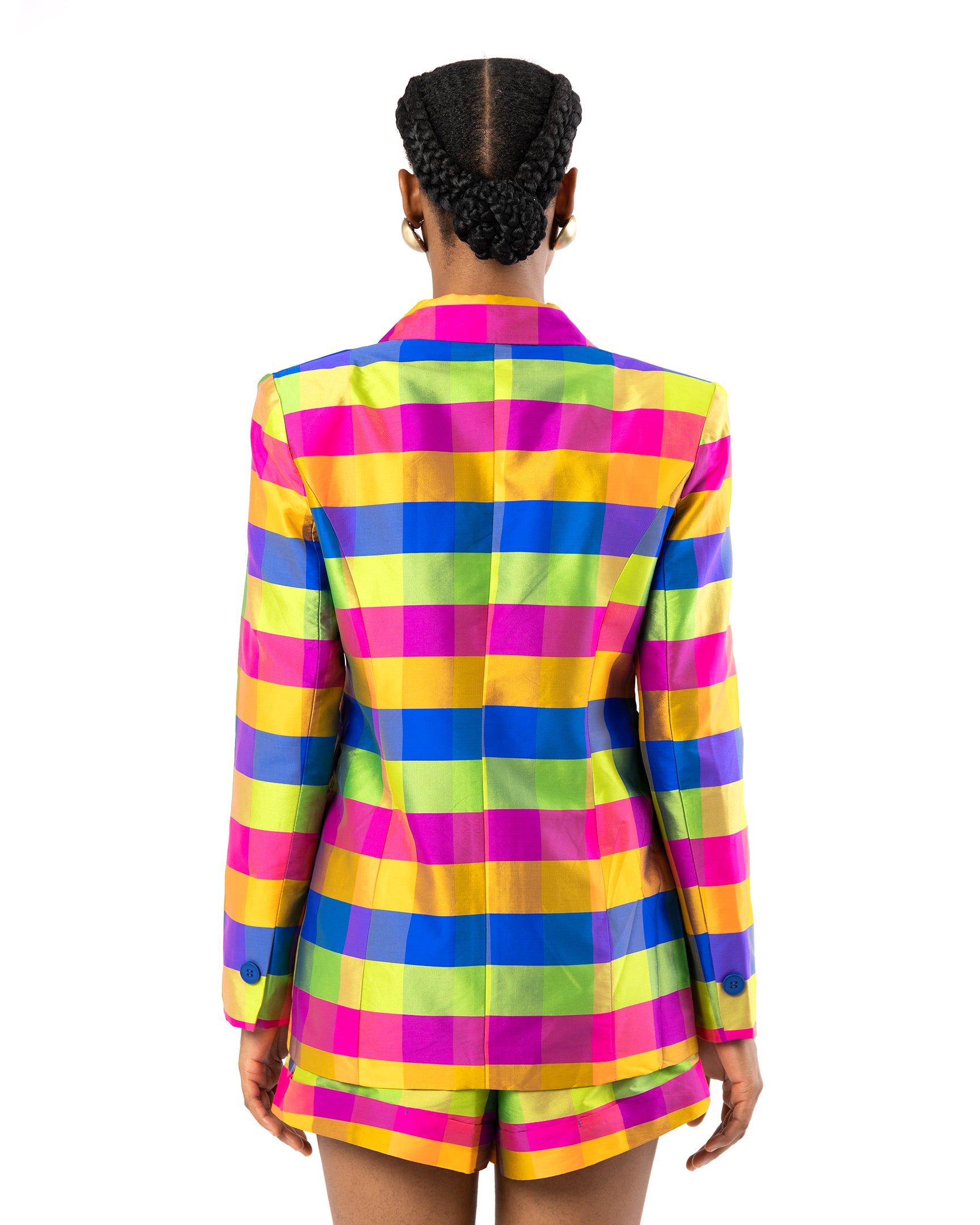 Pali Check Gingham Multi Color Double Breasted Blazer