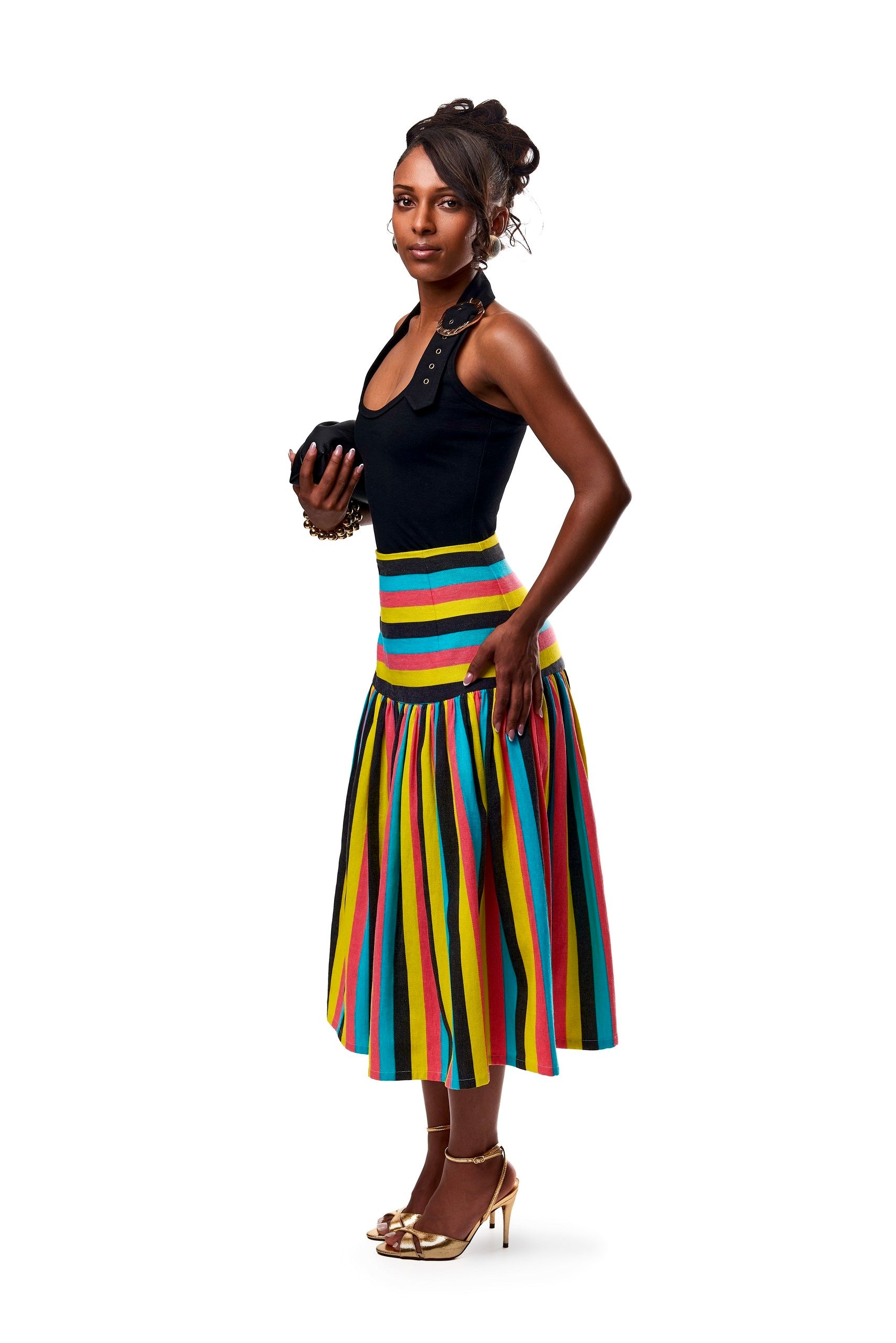 Gloria Multi Colour Denim Cotton Skirt.