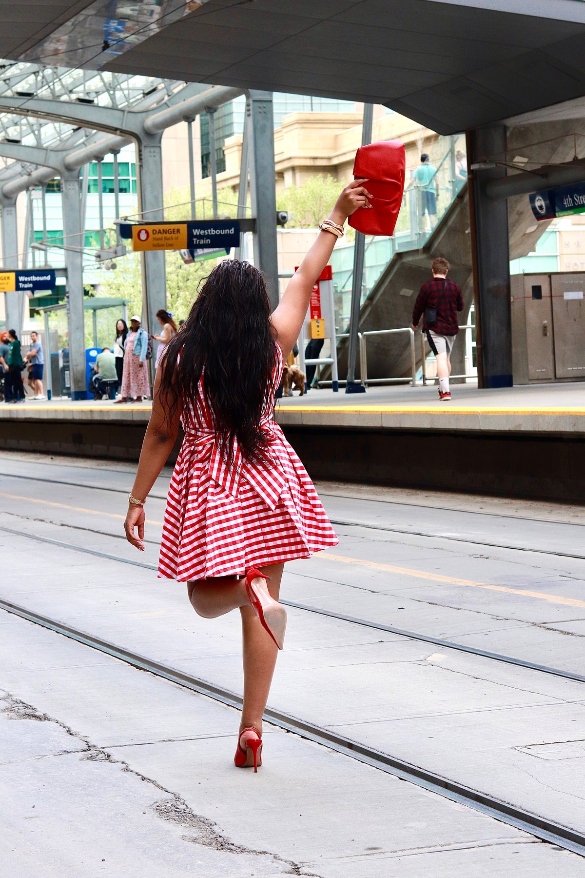 DOROTHY GINGHAM Cotton Blend Dress In RED