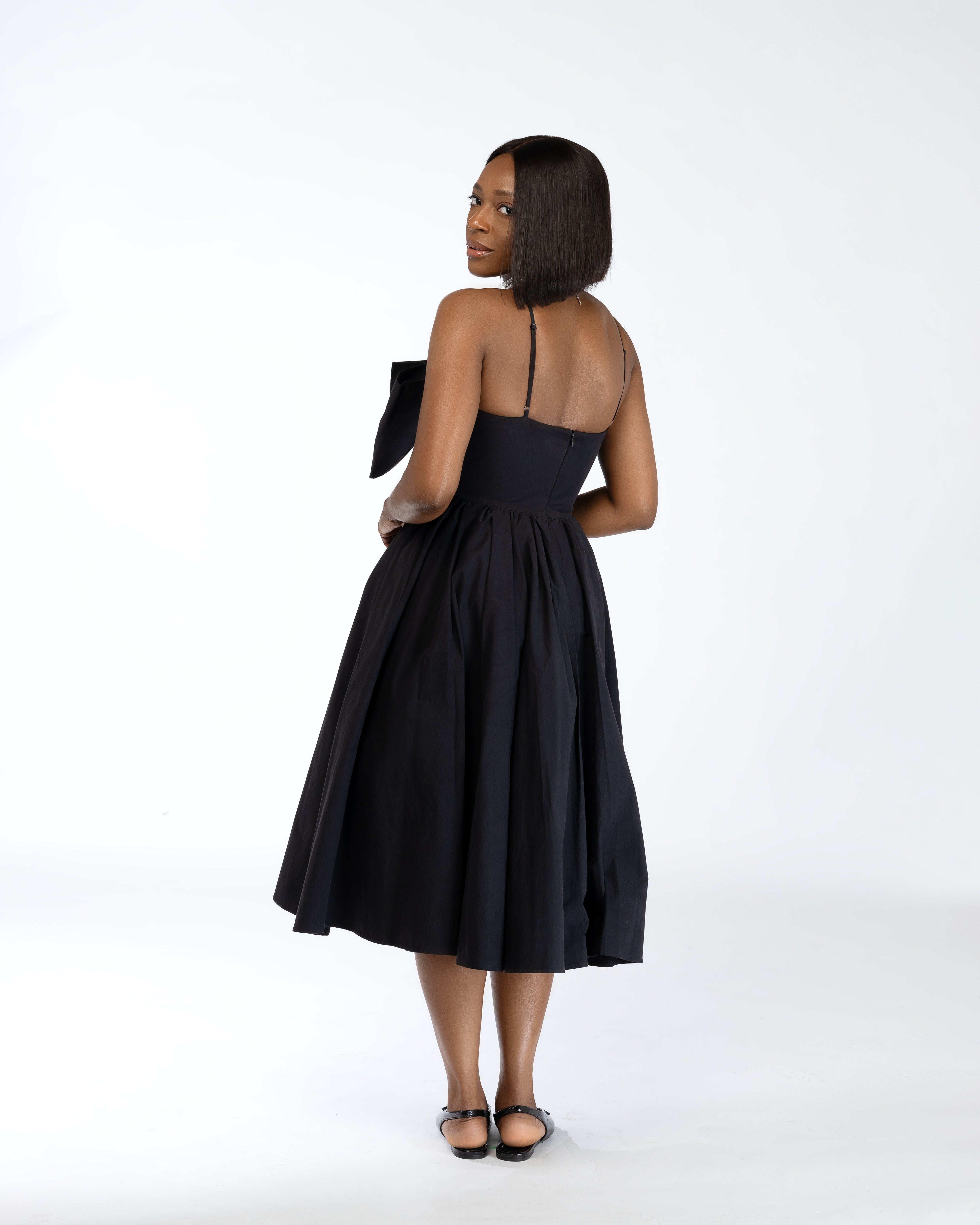 JACINTA Cotton BOW DRESS In BLACK