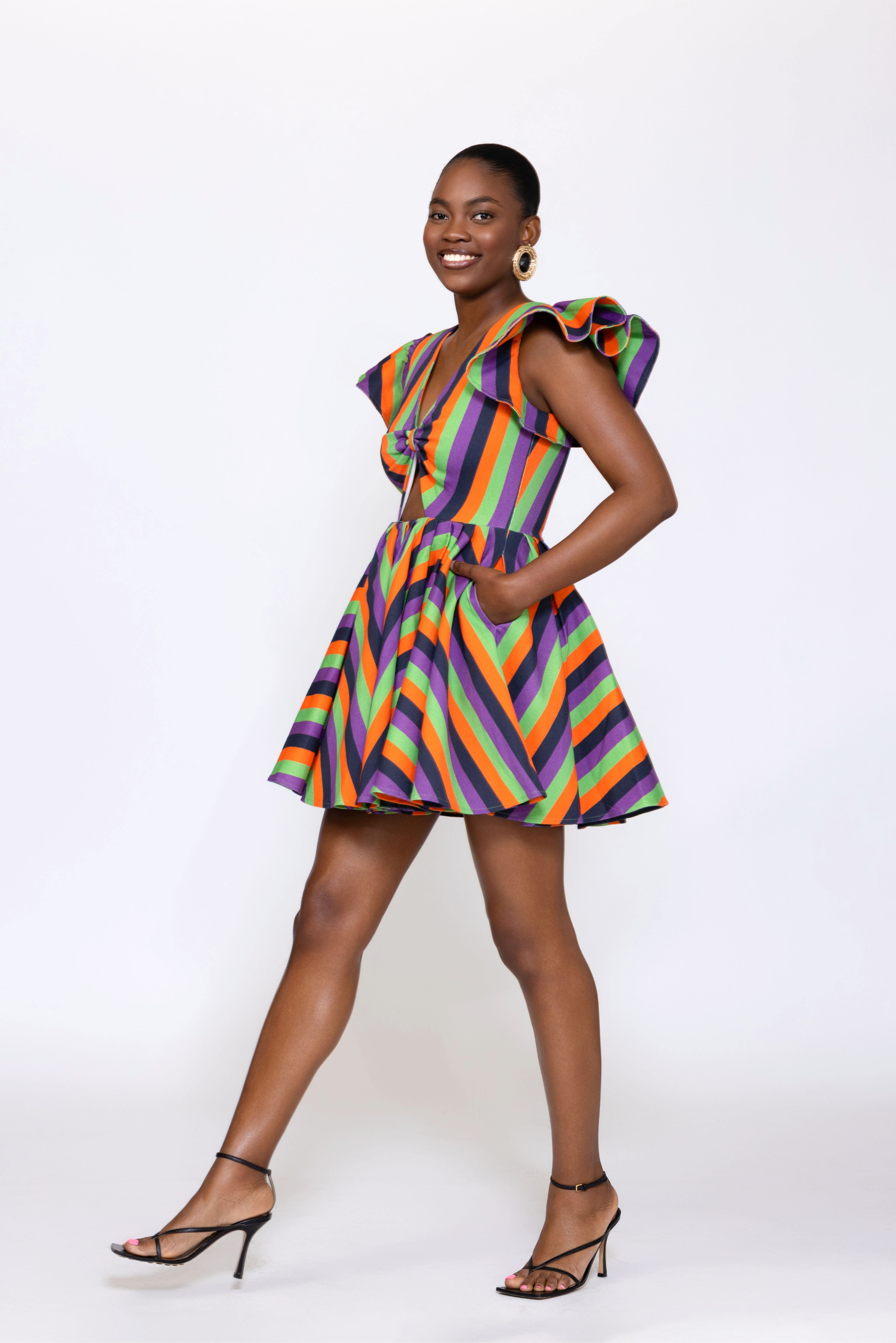 Lulu Denim Multi Color Cut-out Dress