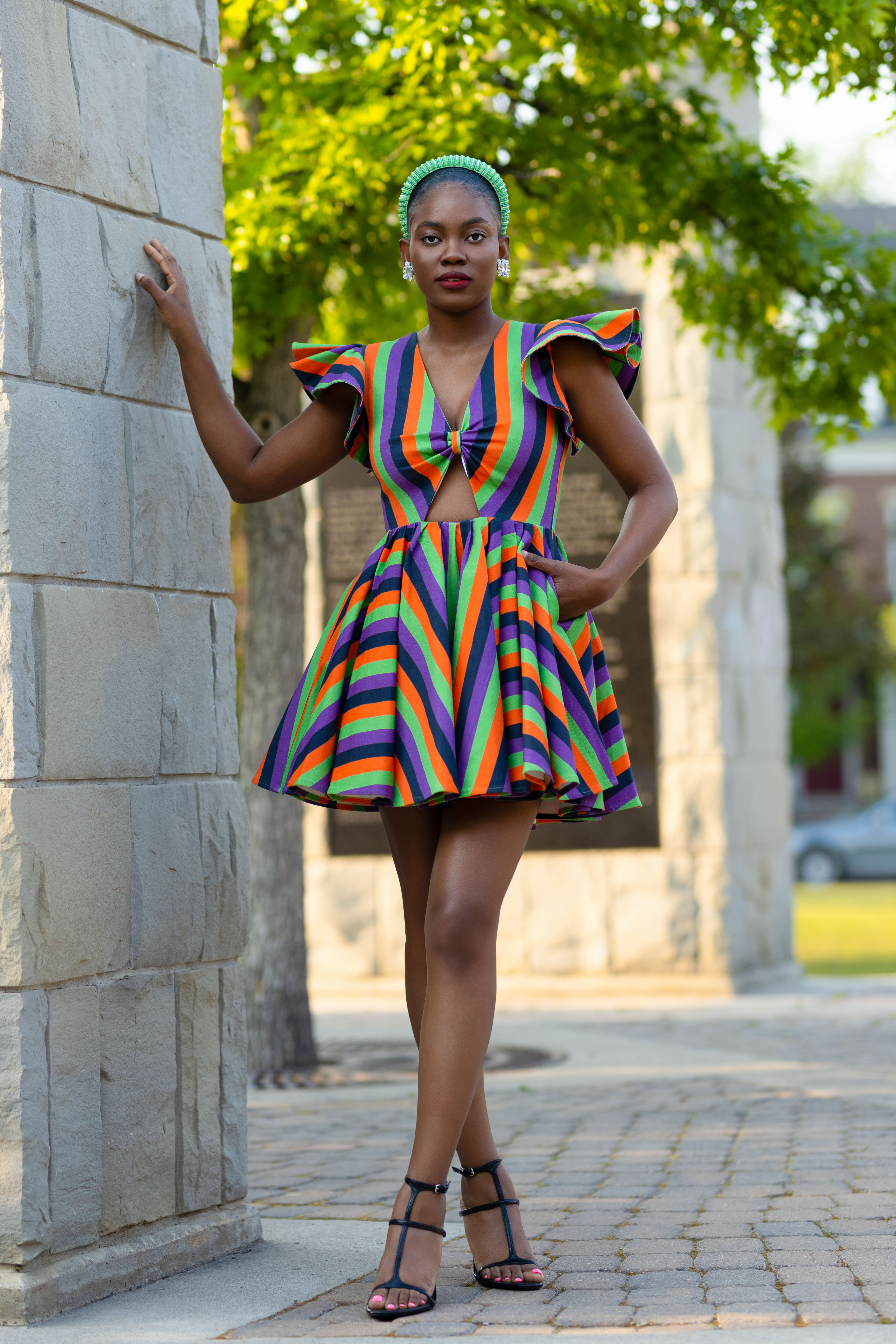 Lulu Denim Multi Color Cut-out Dress