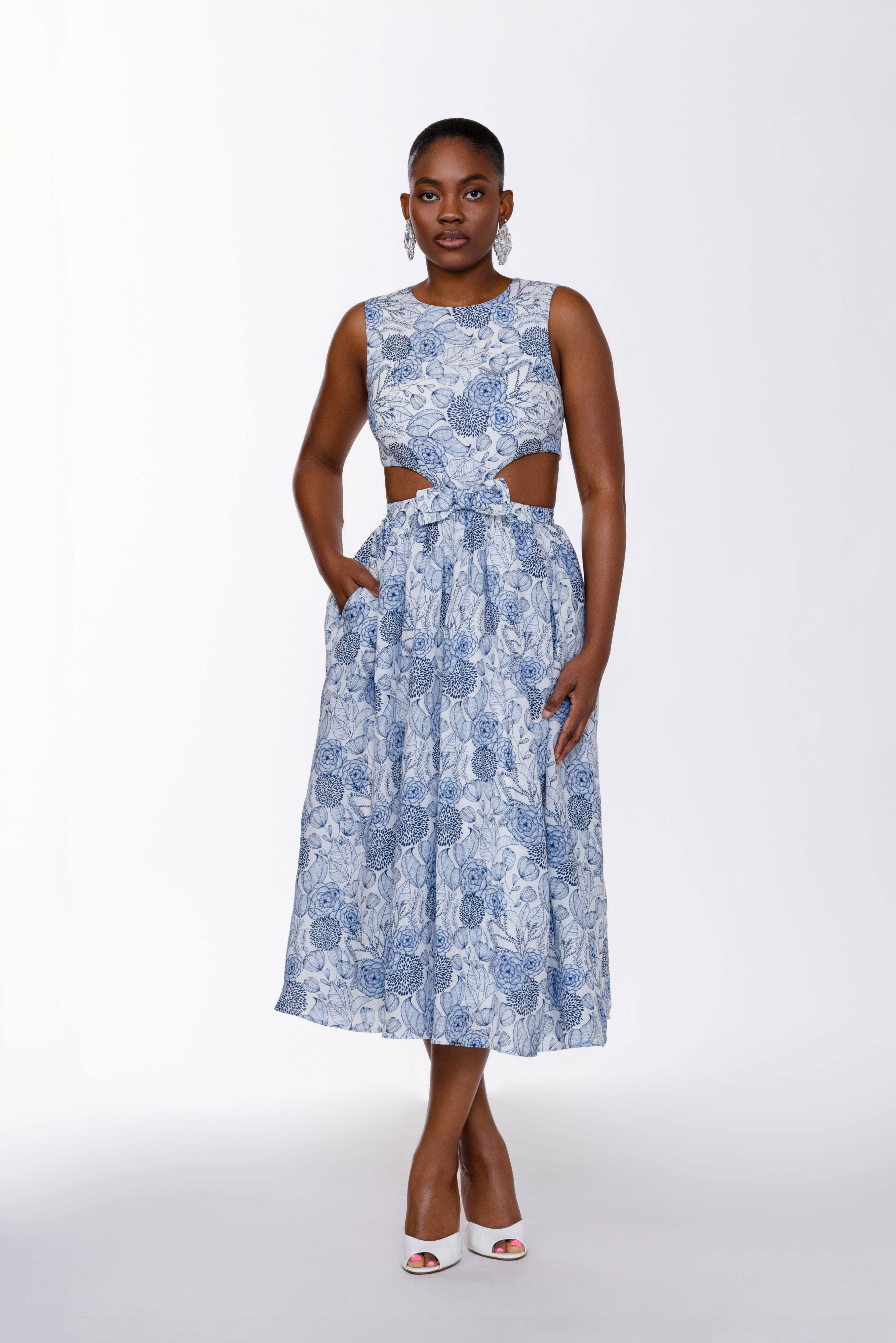 Kambili Cut Out Cotton Dress In Floral