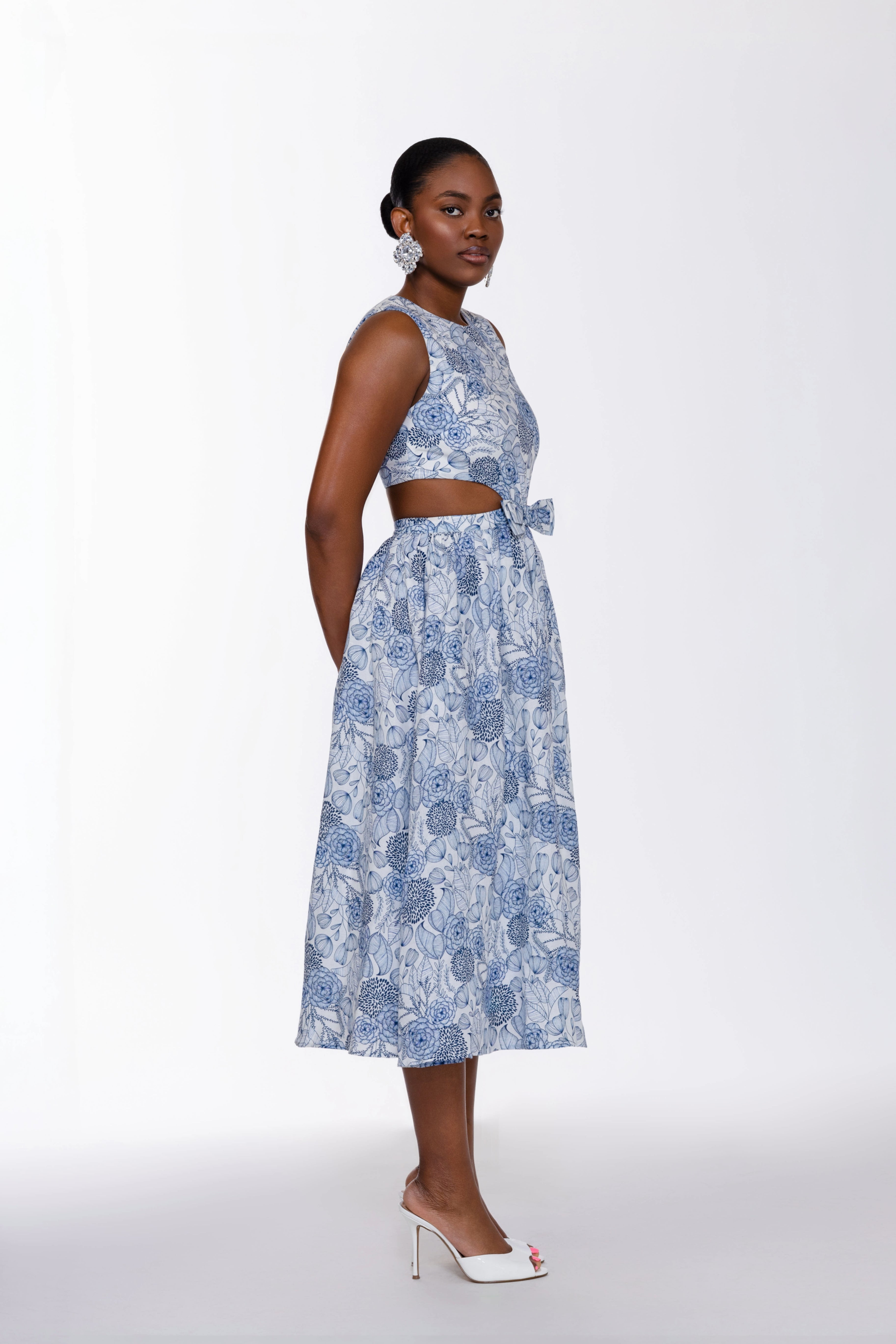 Kambili Cut Out Cotton Dress In Floral