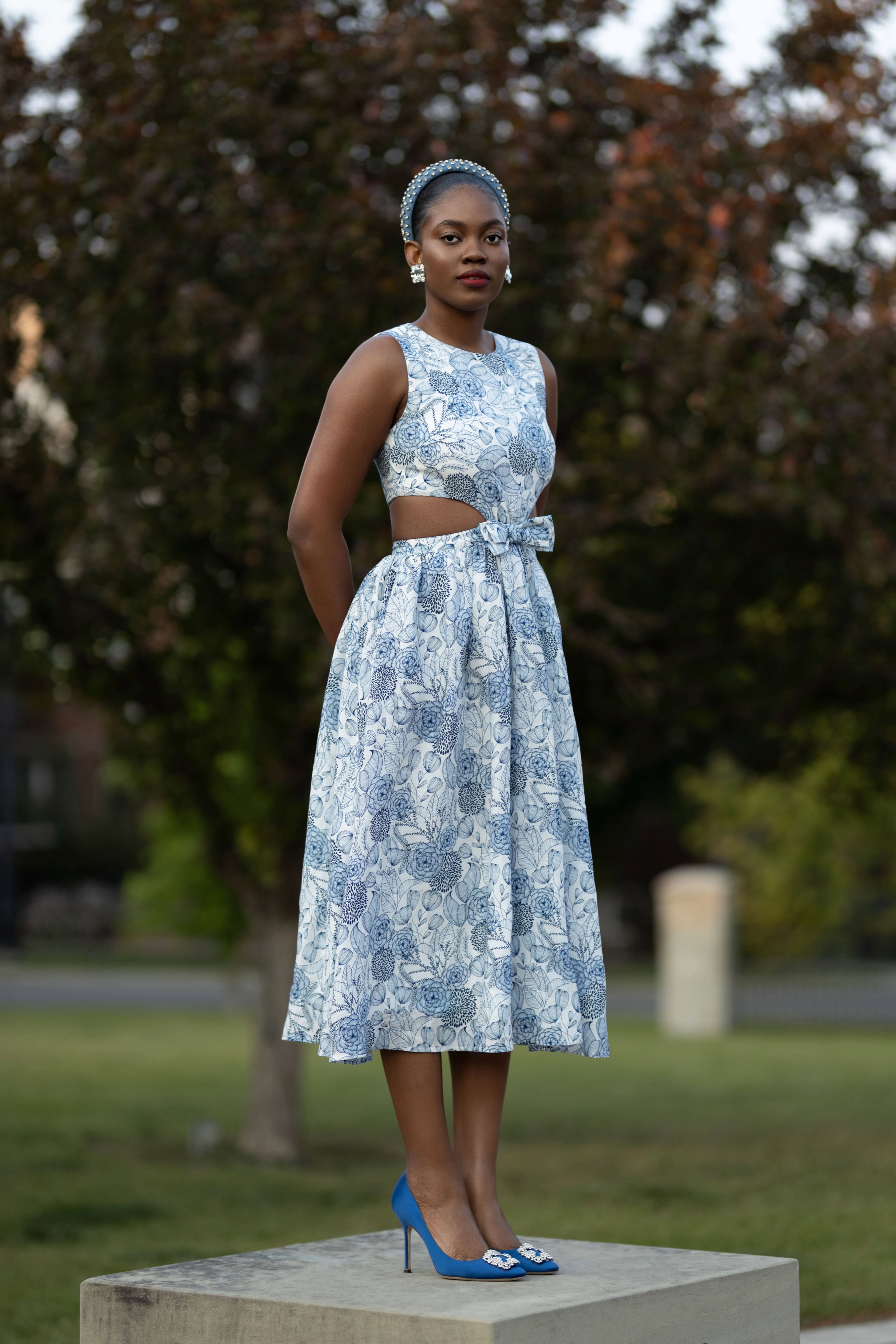Kambili Cut Out Cotton Dress In Floral