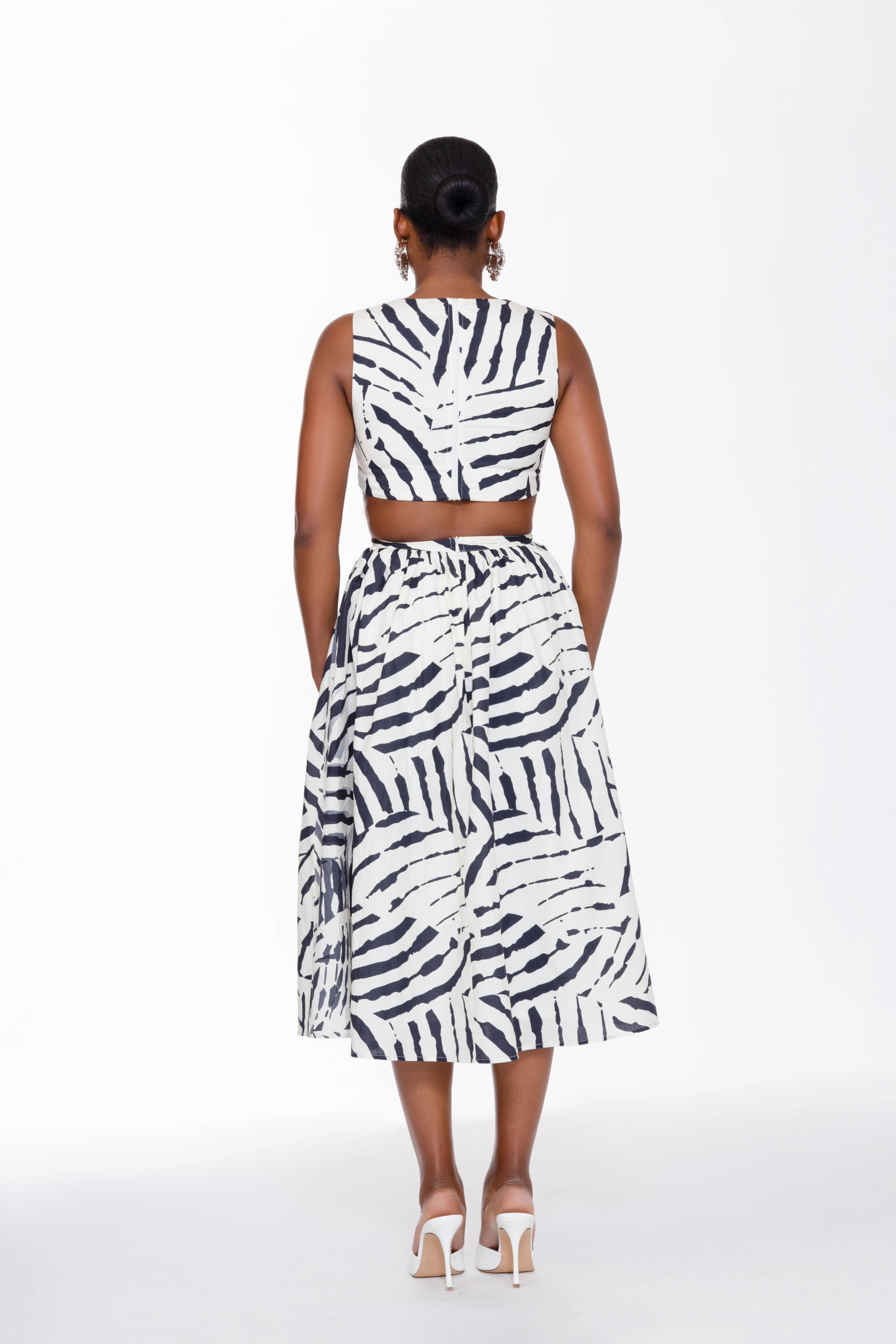 Kambili Cut Out Cotton Dress In Zebra Print