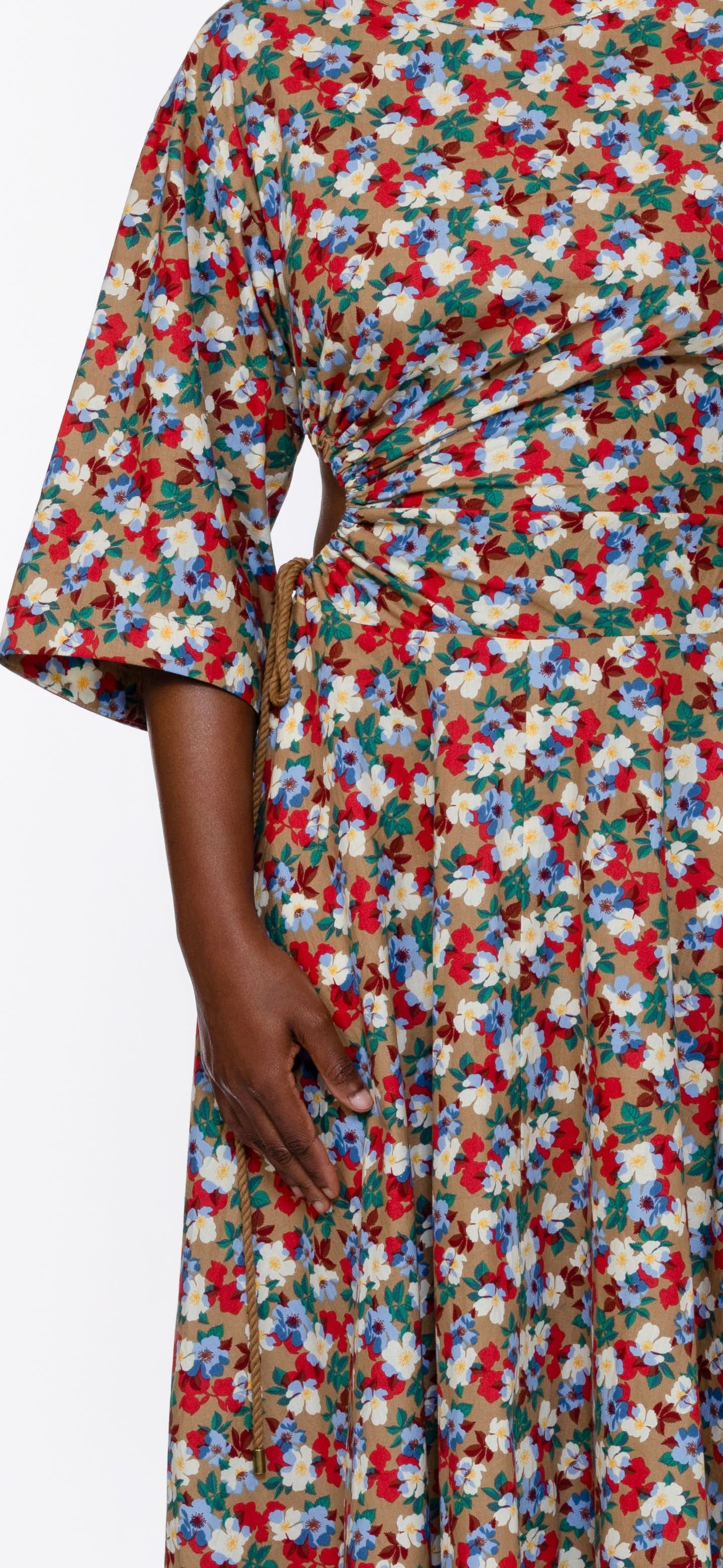 Amanda Cut Out Cotton Midi Dress In Floral