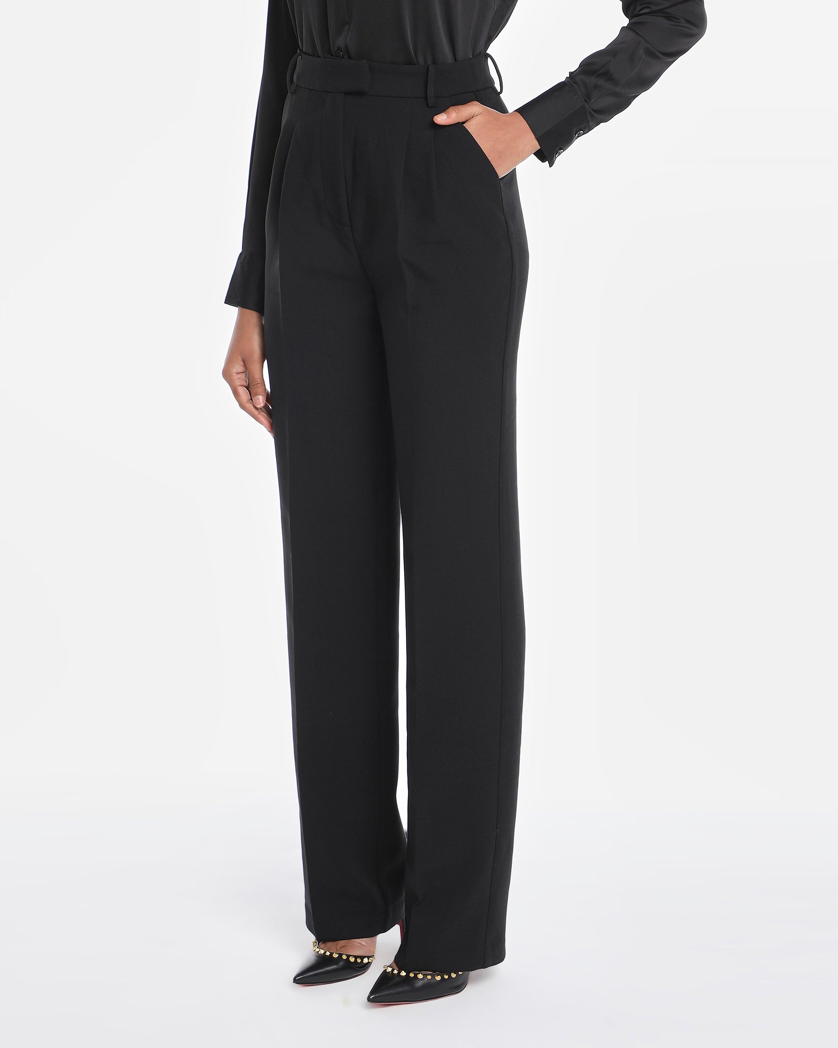 Chikito Crepe Double-Breasted Tailored Suit In Black (Blazer & Pants)