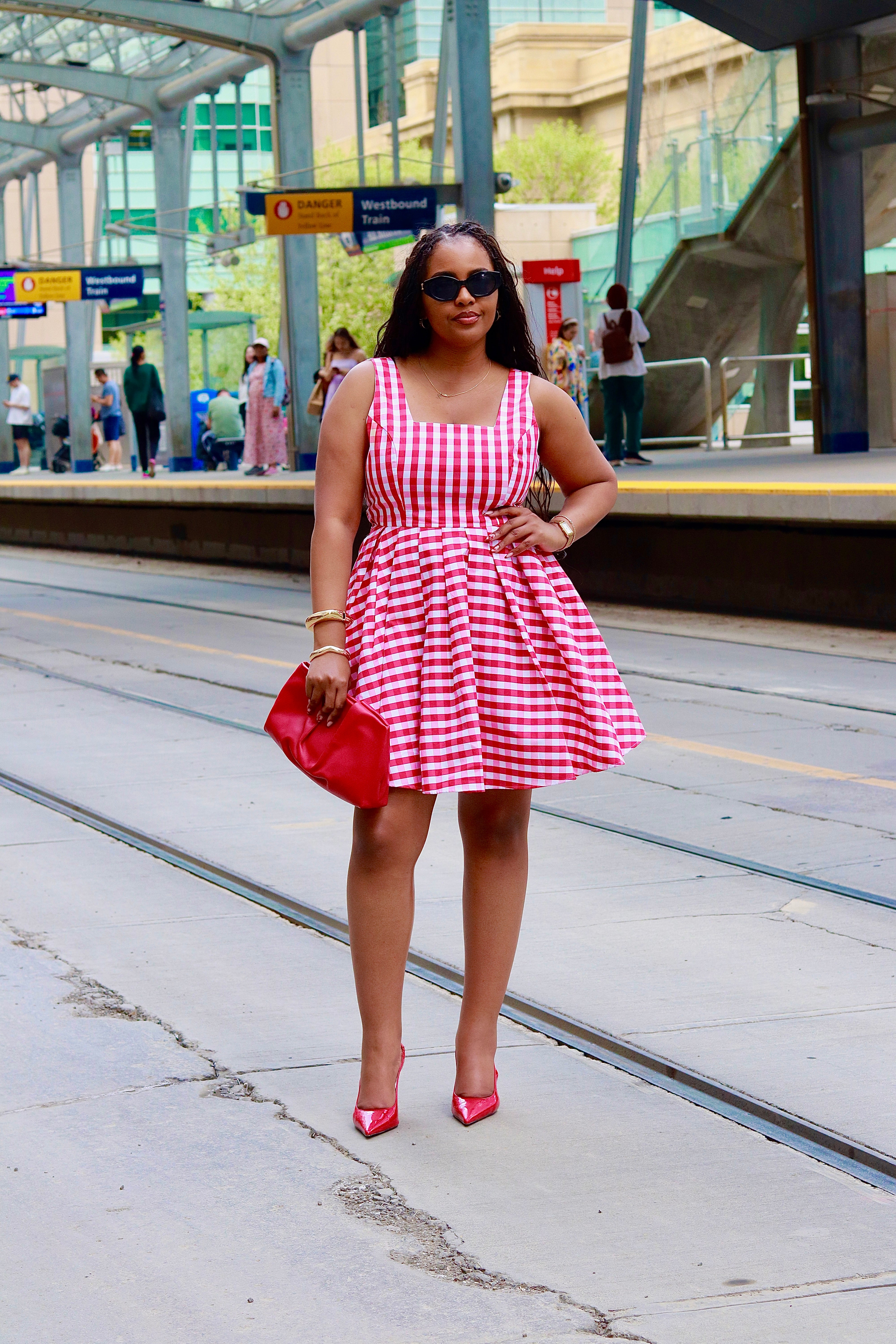 DOROTHY GINGHAM Cotton Blend Dress In RED