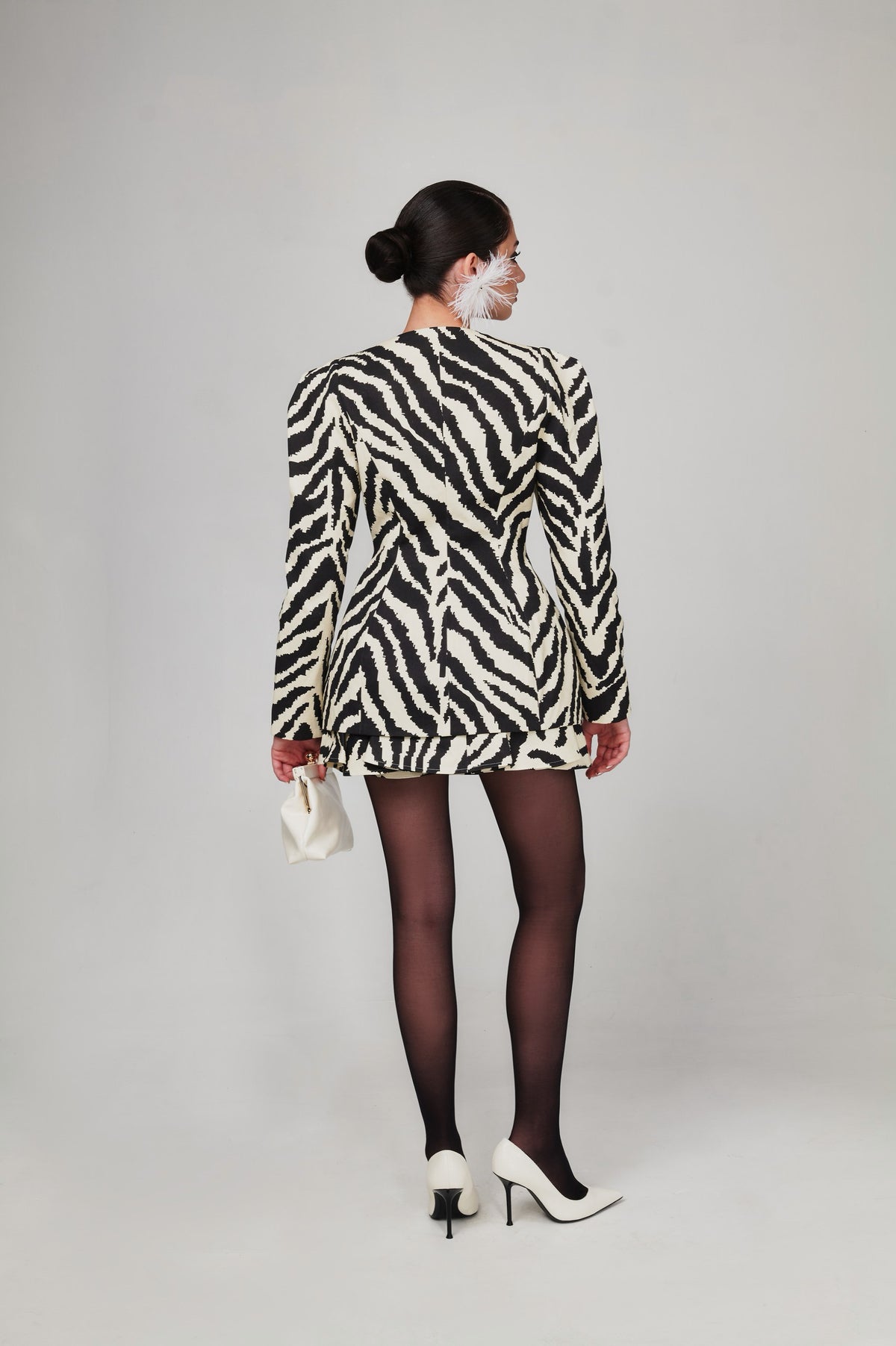 Mara Collarless Hourglass Denim Zebra Jacket