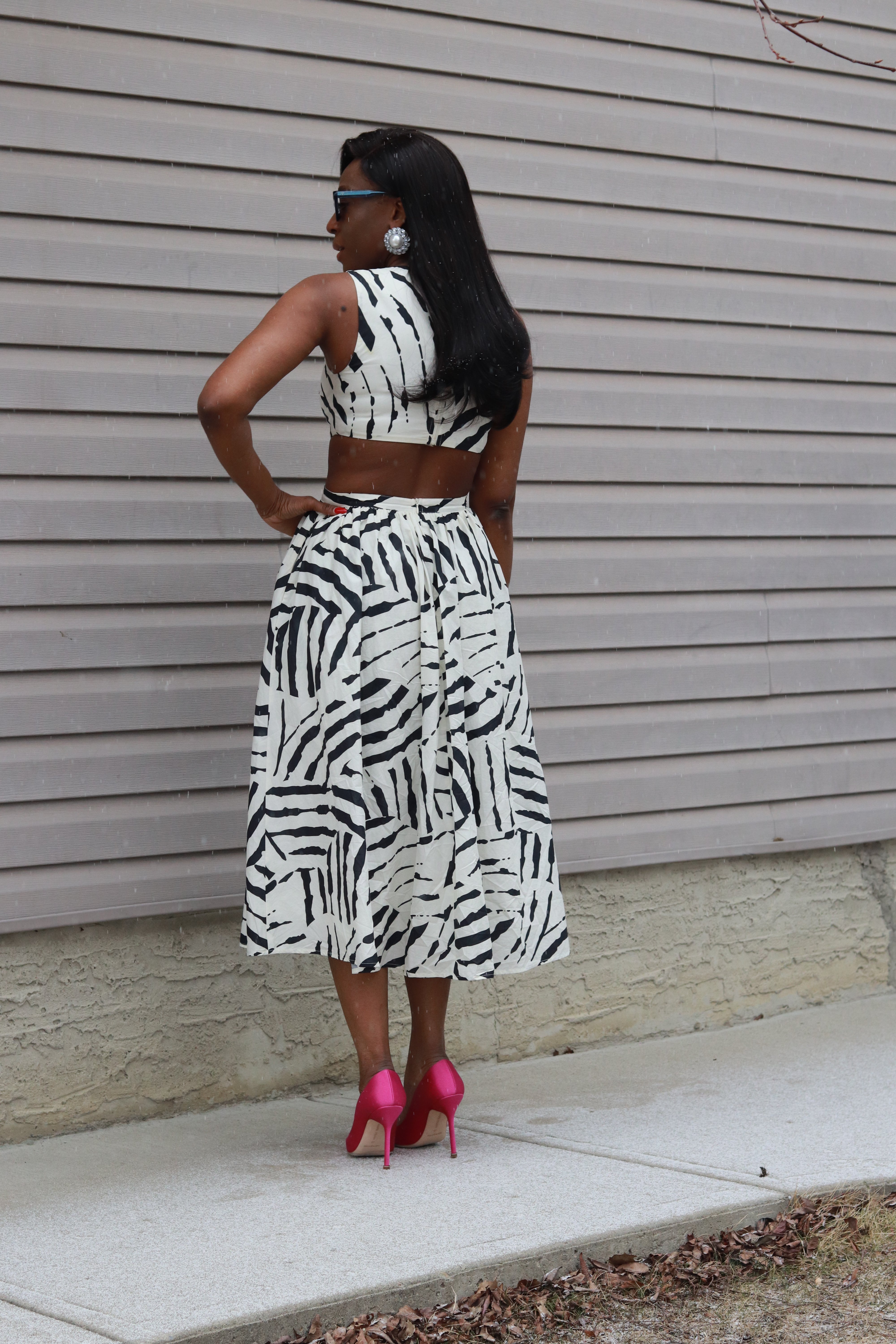 Kambili Cut Out Cotton Dress In Zebra Print