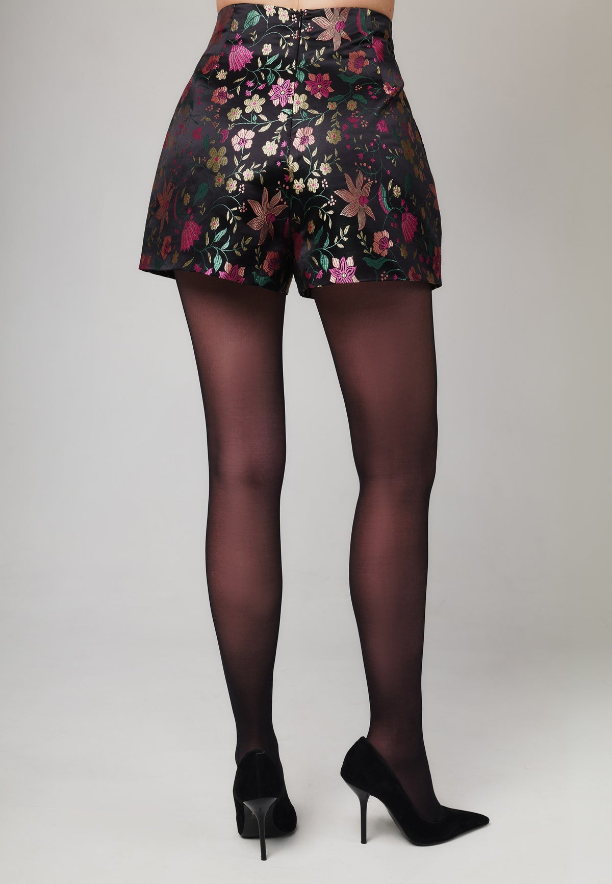Stella Corset Cut High Waist Jacquard Floral Shorts