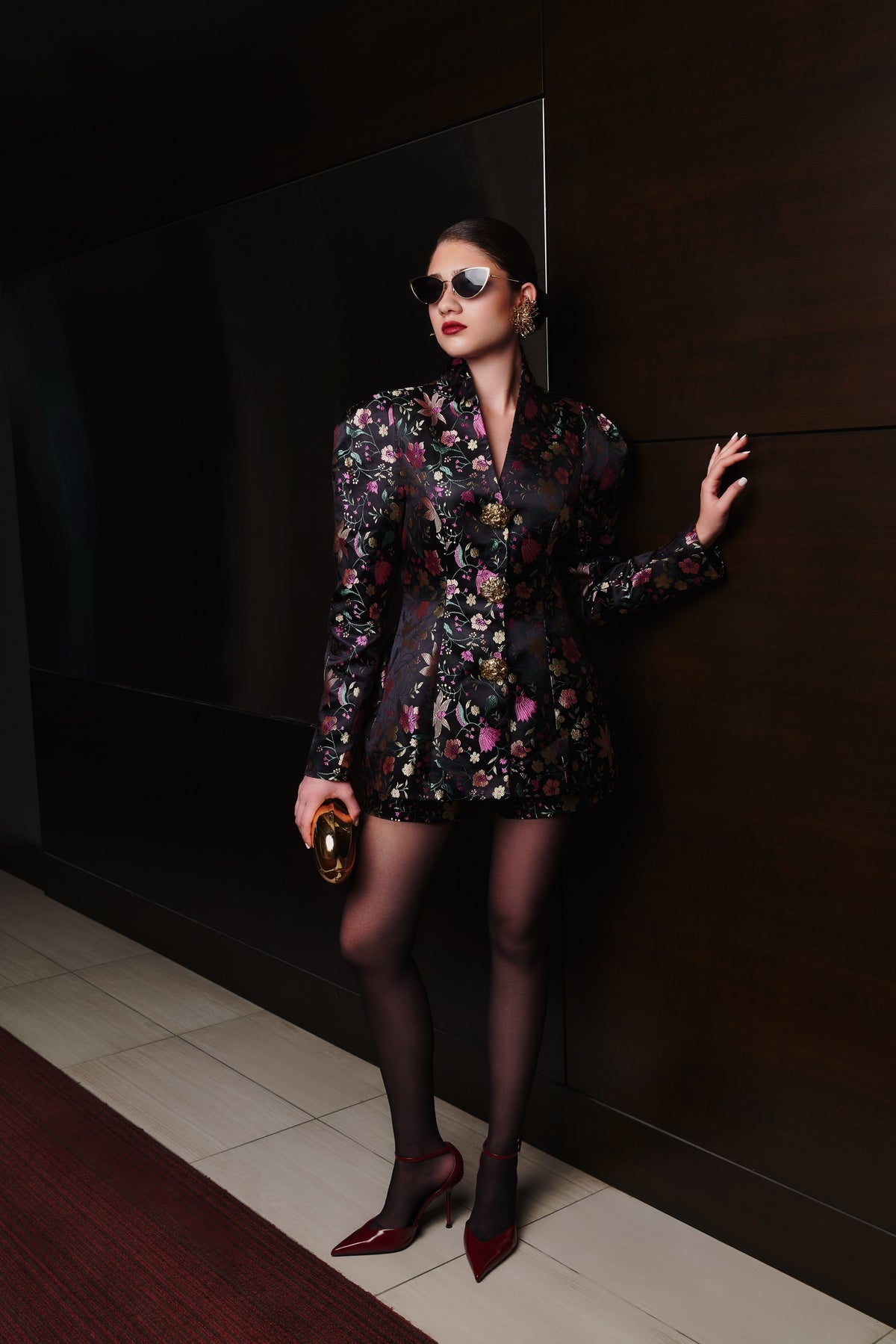 Stella Corset Cut High Waist Jacquard Floral Shorts