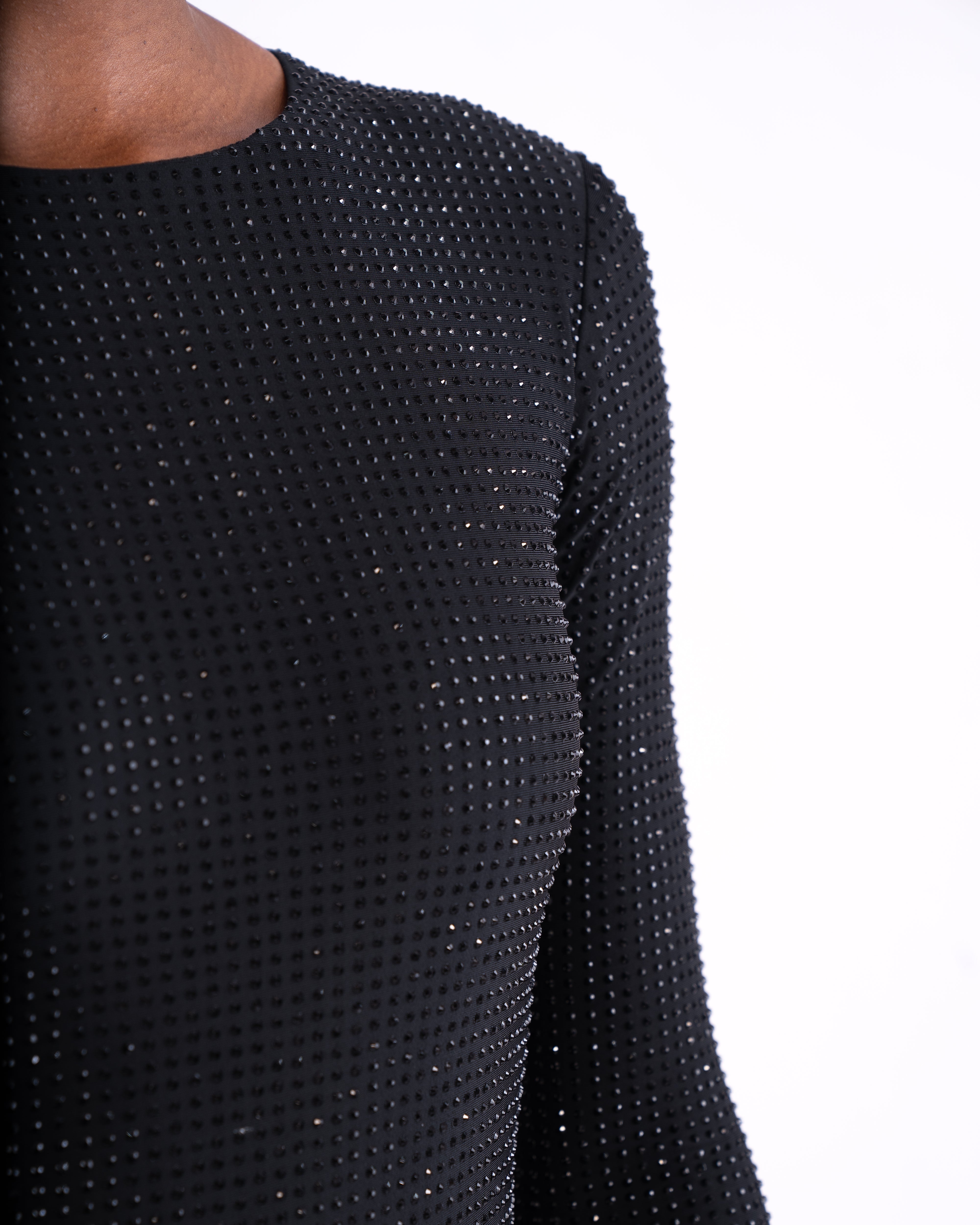 Gina Crystal Embellished stretch Bodysuit In Black