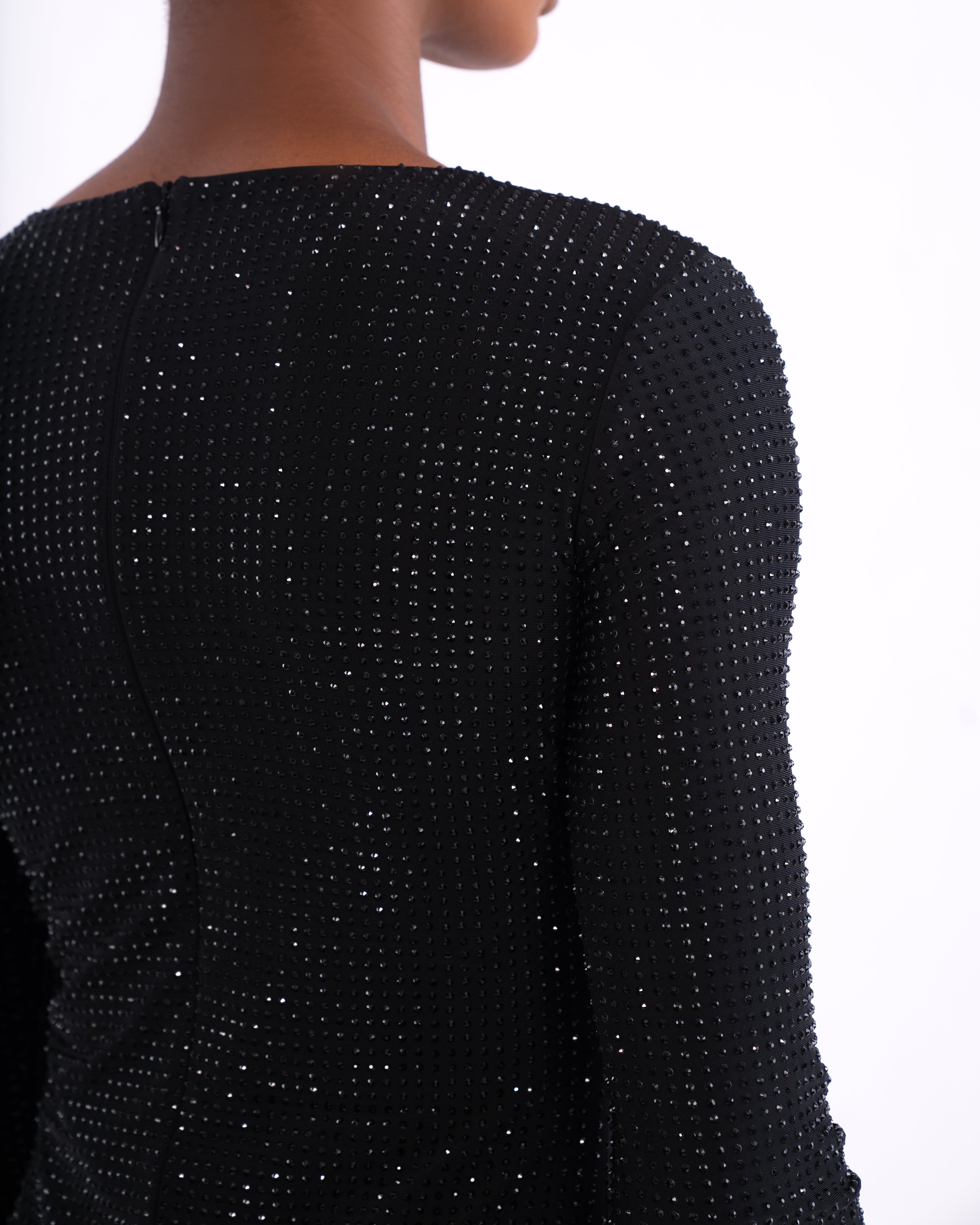 Gina Crystal Embellished stretch Bodysuit In Black