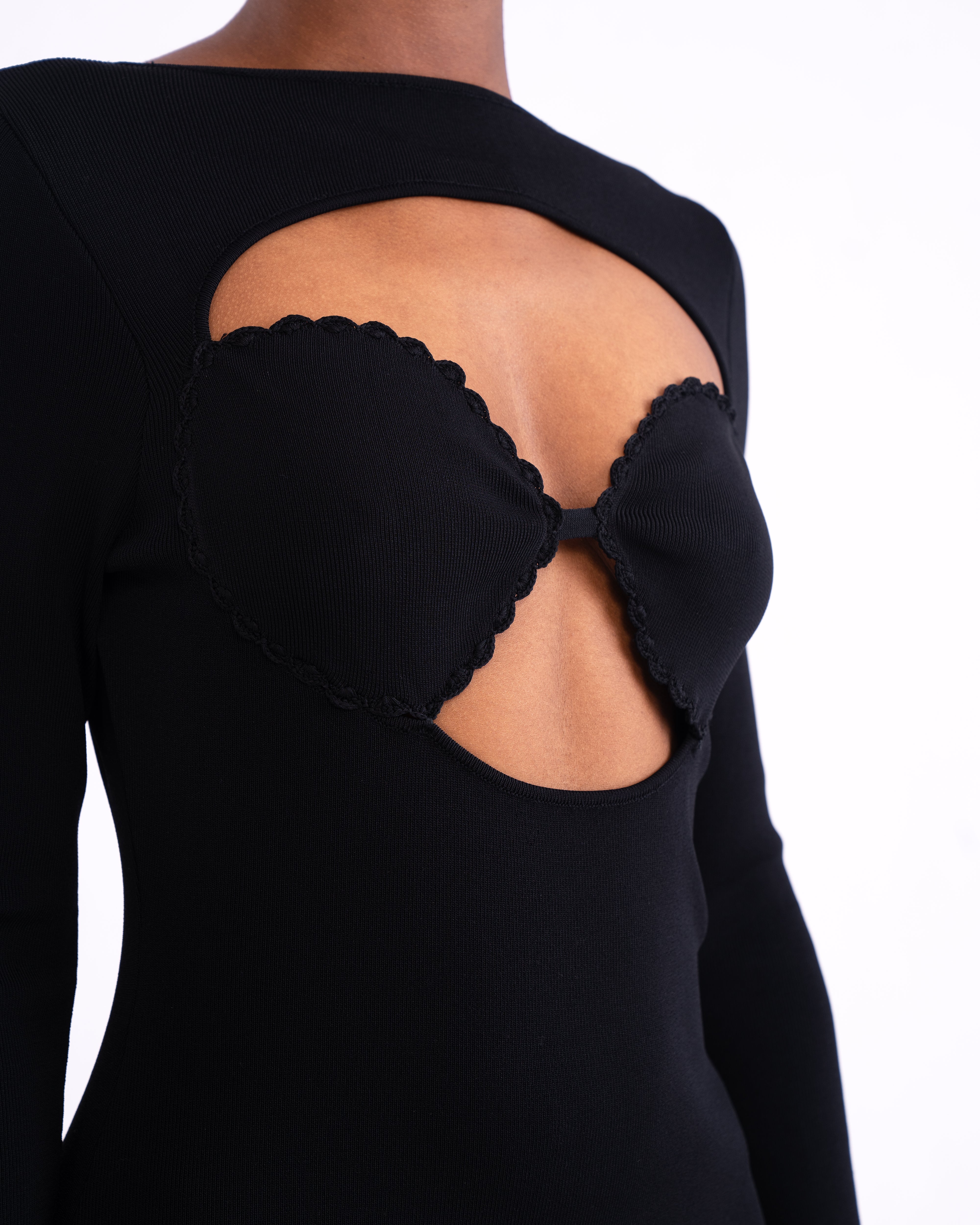 Zoe Knit Crochet Cup Maxi Dress In Black