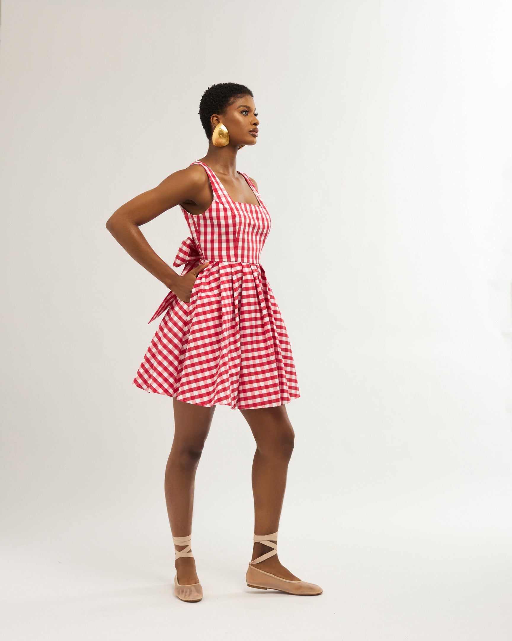 DOROTHY GINGHAM Cotton Blend Dress In RED