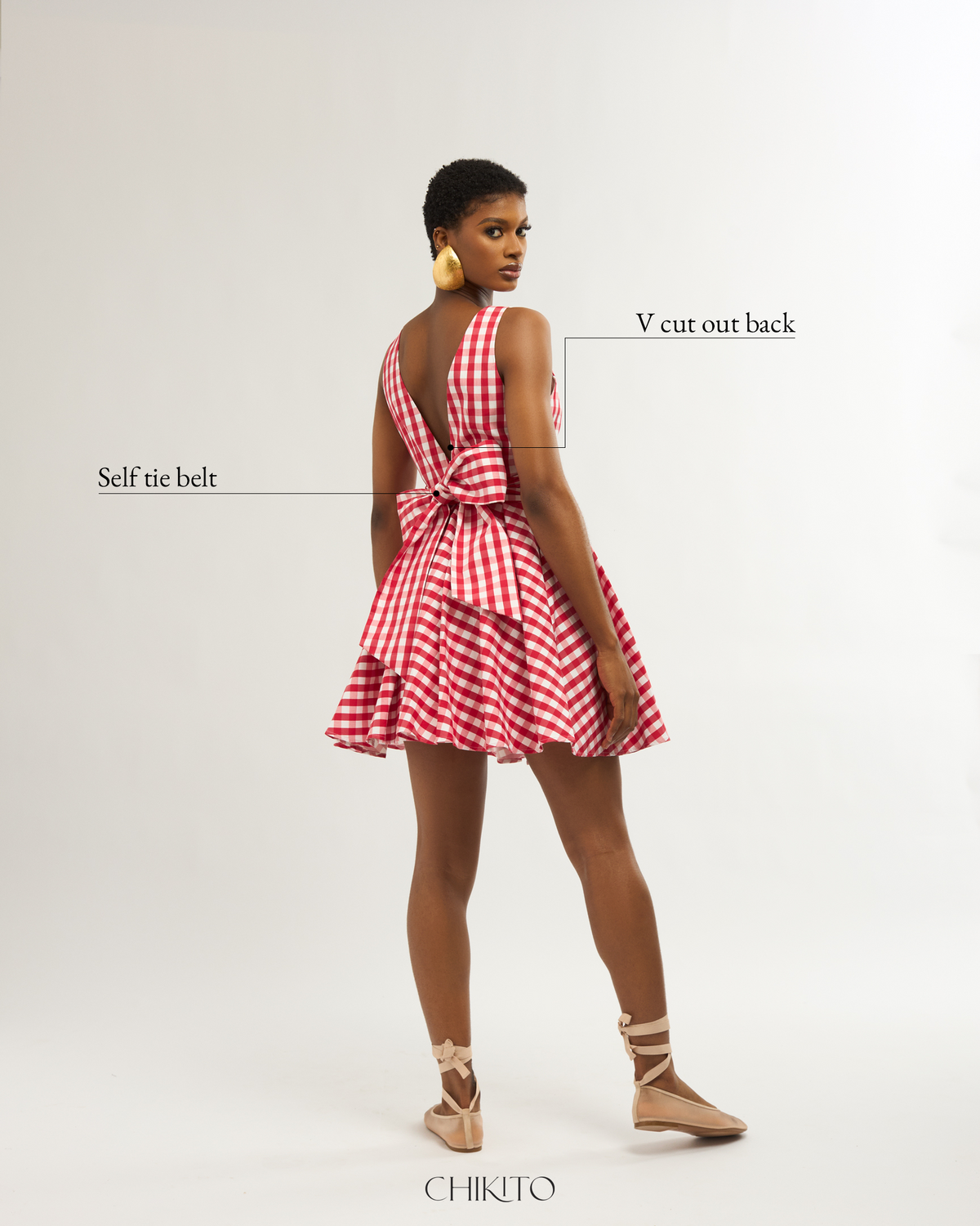 DOROTHY GINGHAM Cotton Blend Dress In RED