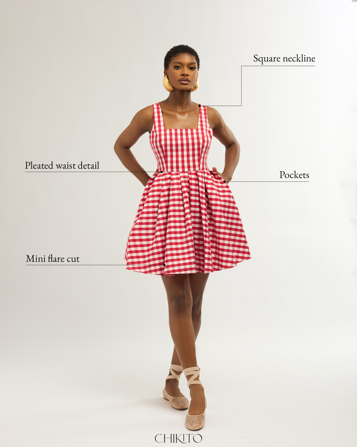 DOROTHY GINGHAM Cotton Blend Dress In RED