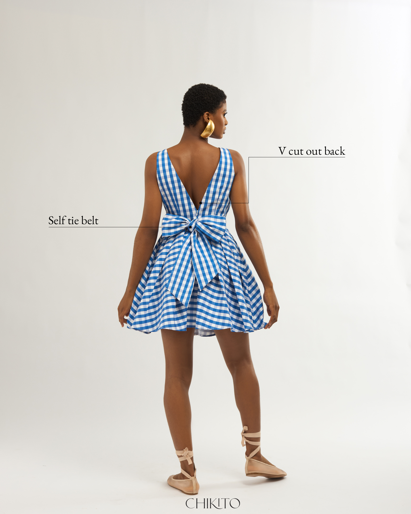 DOROTHY GINGHAM Cotton Blend Dress In Blue