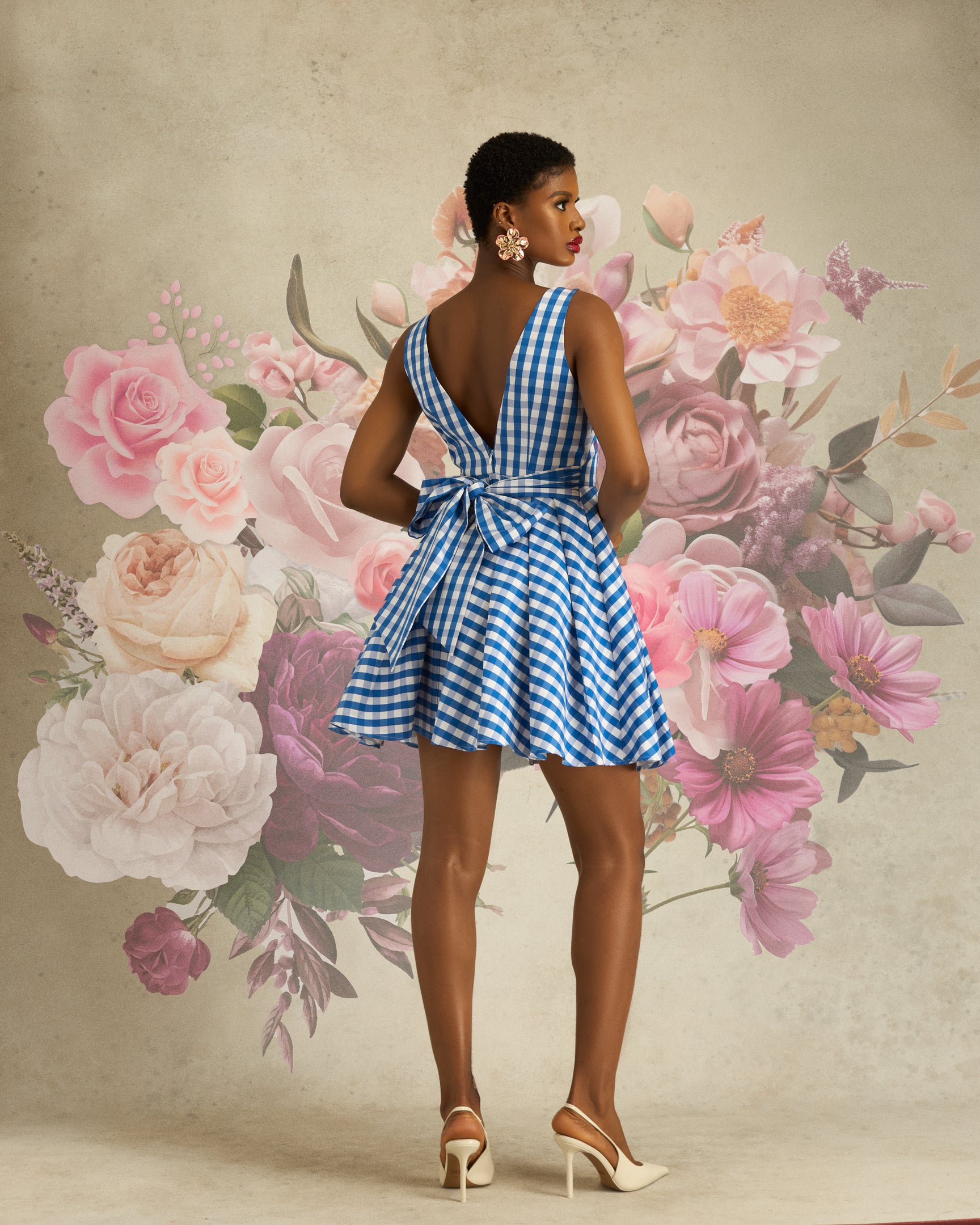 DOROTHY GINGHAM Cotton Blend Dress In Blue