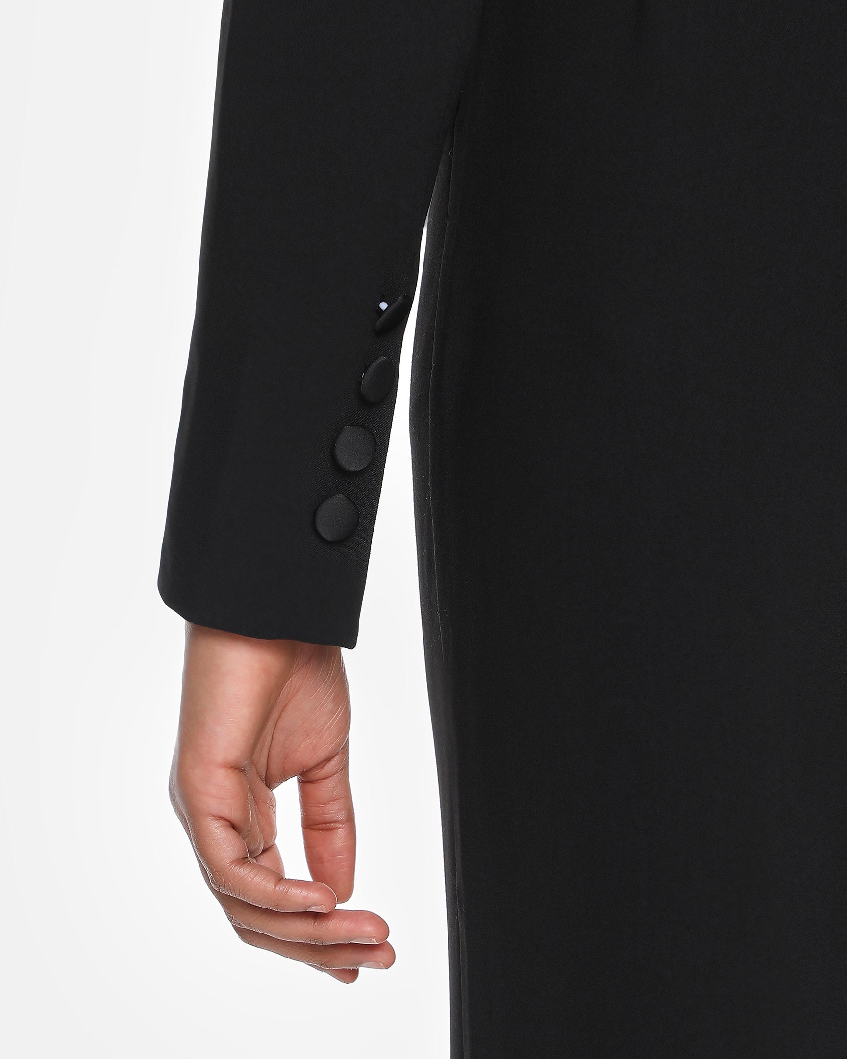 Amaal Rhinestone Collar Crepe Belted Jumpsuit In Black