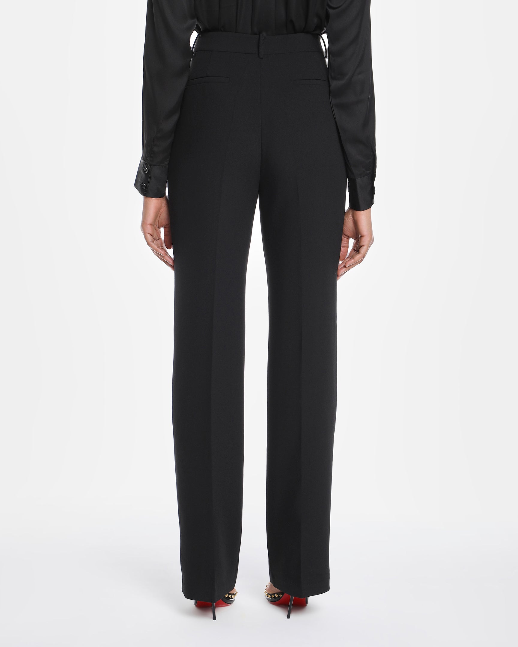 Chikito Crepe Double-Breasted Tailored Suit In Black (Blazer & Pants)