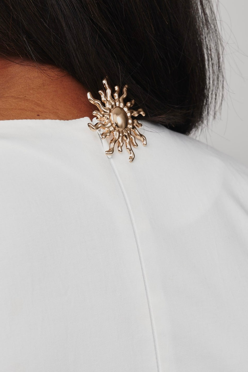 Chima Cotton Poplin Curved Sleeve Blouse With Gold Button