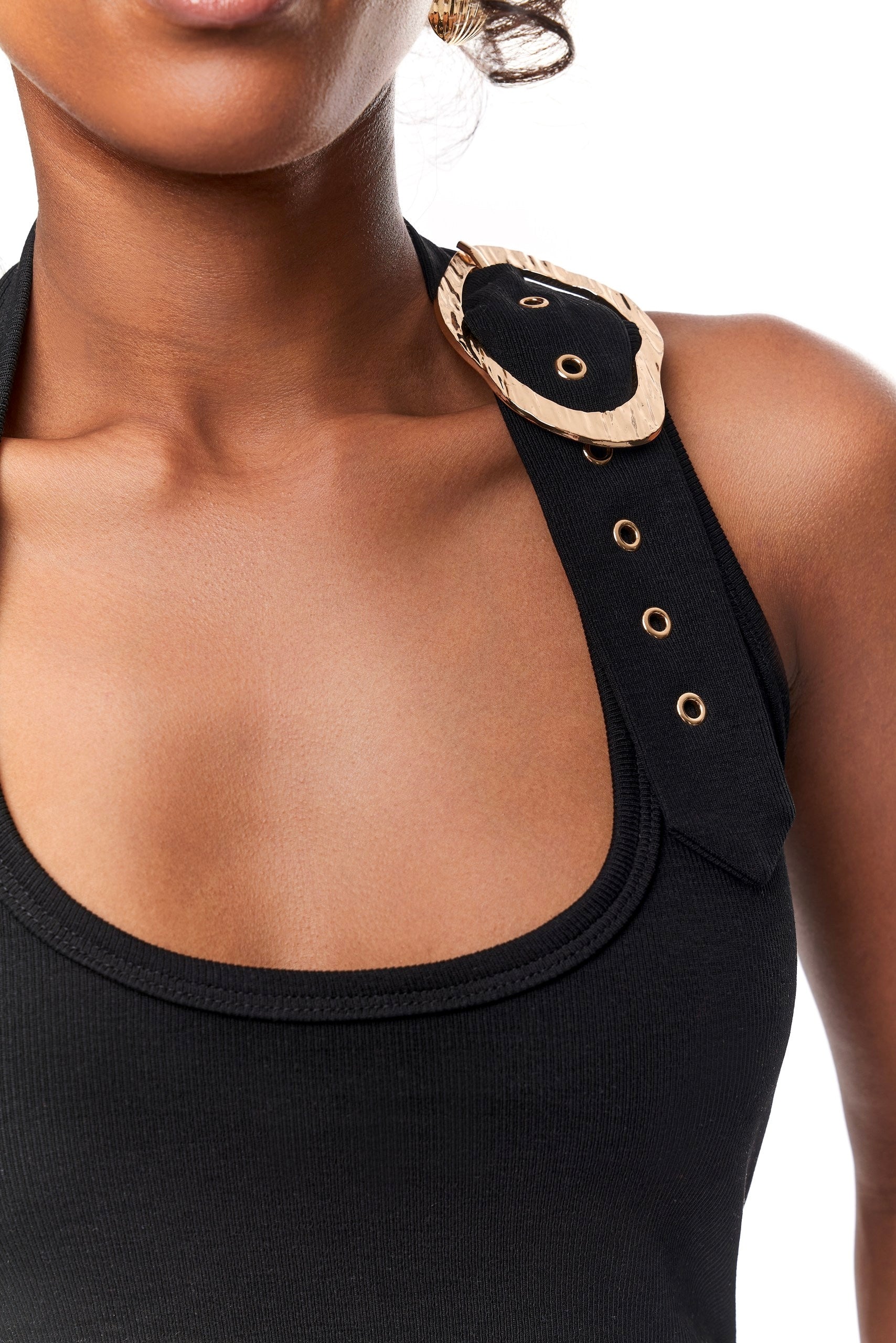 Victoria Exaggerated Buckle Top In Black