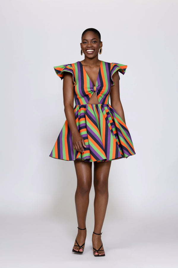 Lulu Denim Multi Color Cut-out Dress