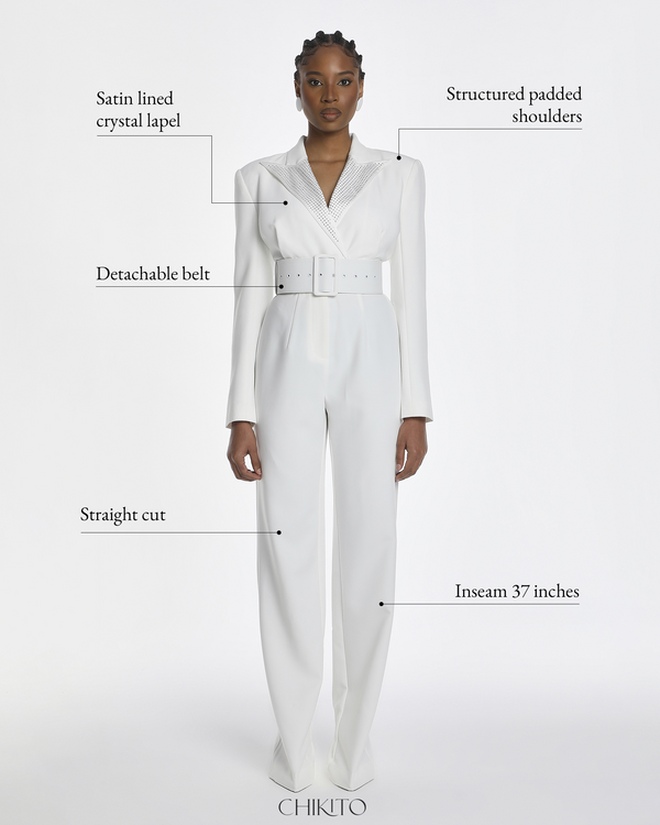 Amaal Embellished Collar Jumpsuit In White