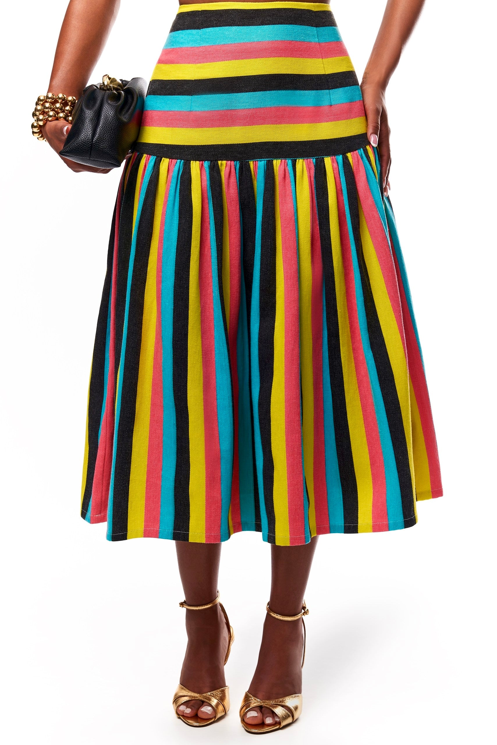Gloria Multi Colour Denim Cotton Skirt.