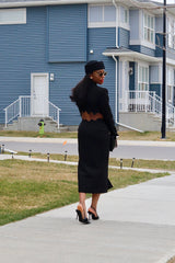 Imane Robe à découpes festonnées en noir