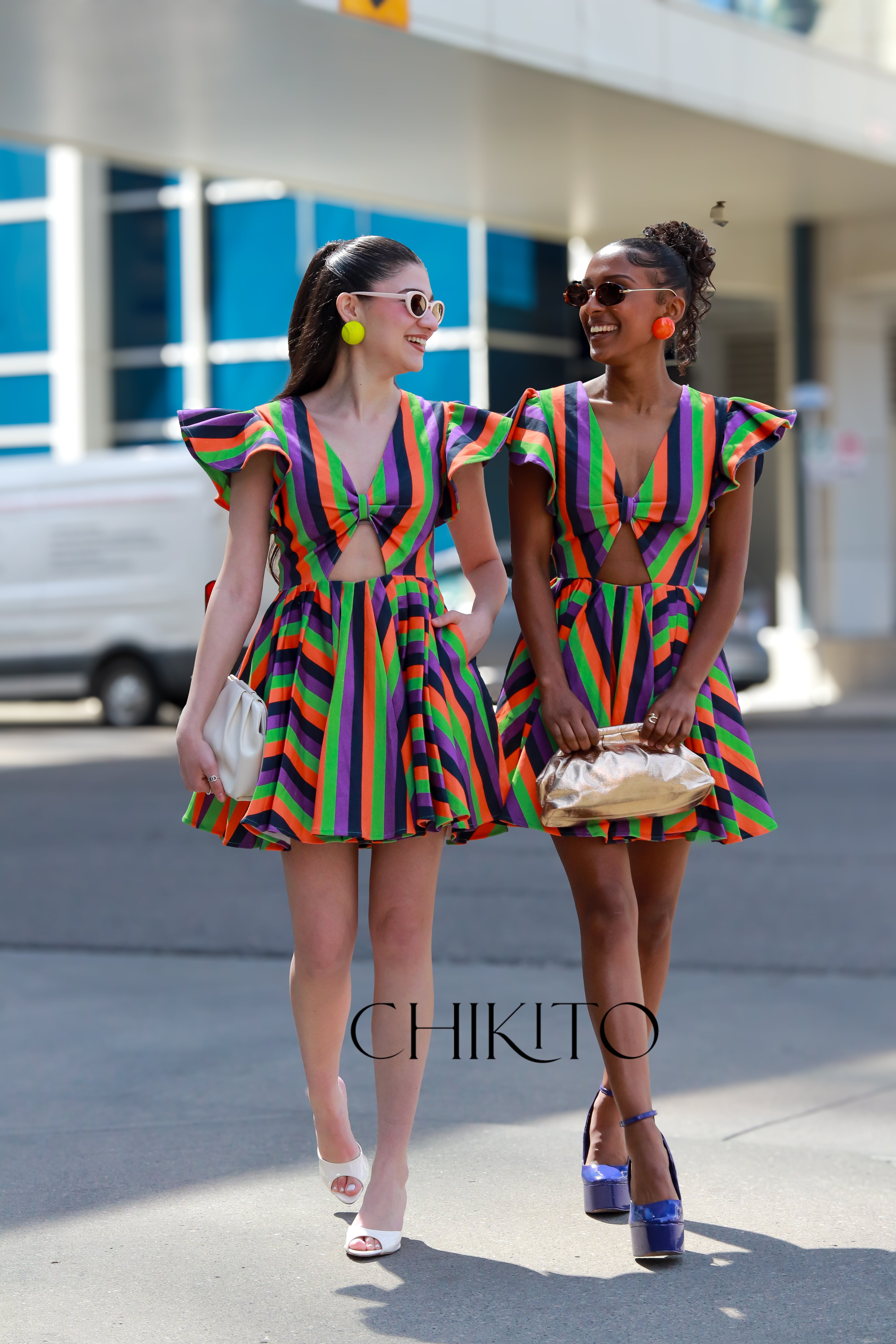 Lulu Denim Multi Color Cut-out Dress