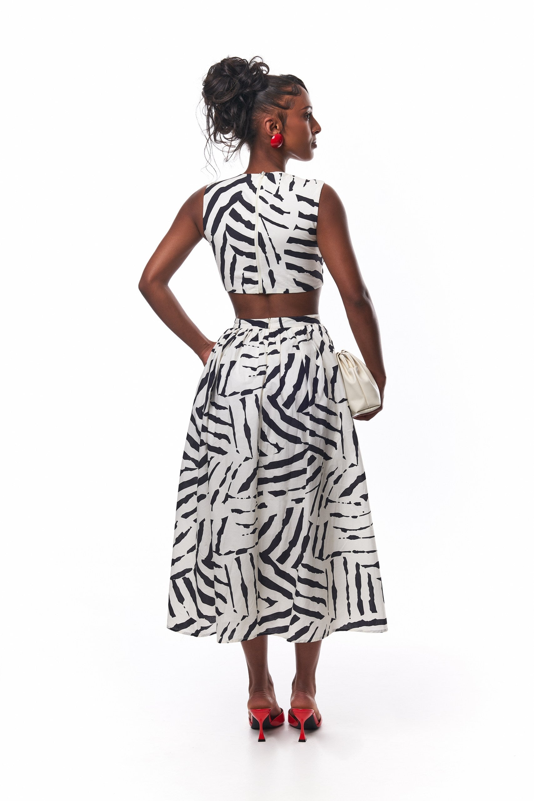 Kambili Cut Out Cotton Dress In Zebra Print