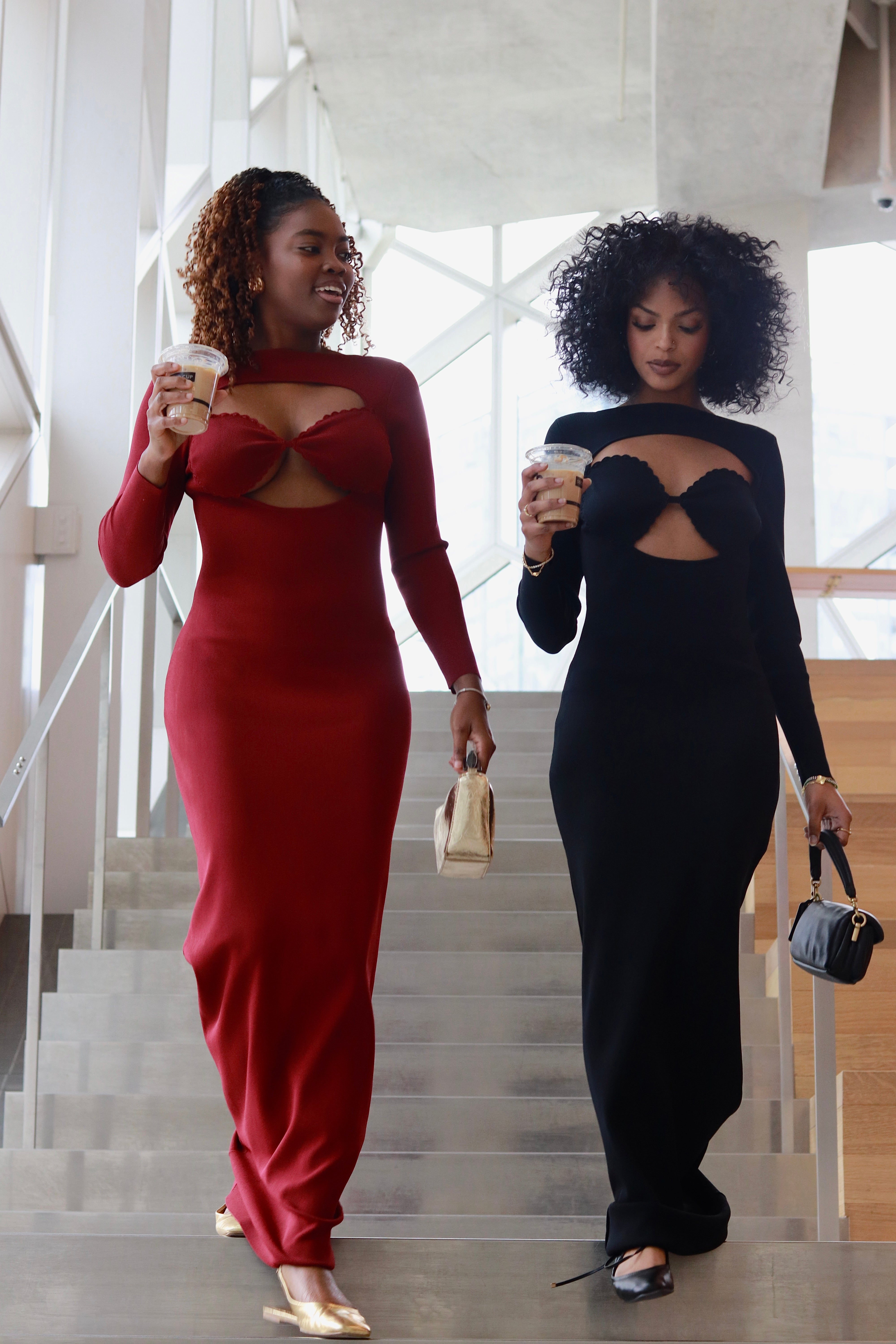 Zoe Knit Crochet Cup Maxi Dress In Burgundy