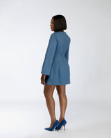 Toni Mini Denim Flared Sleeve Dress In Blue