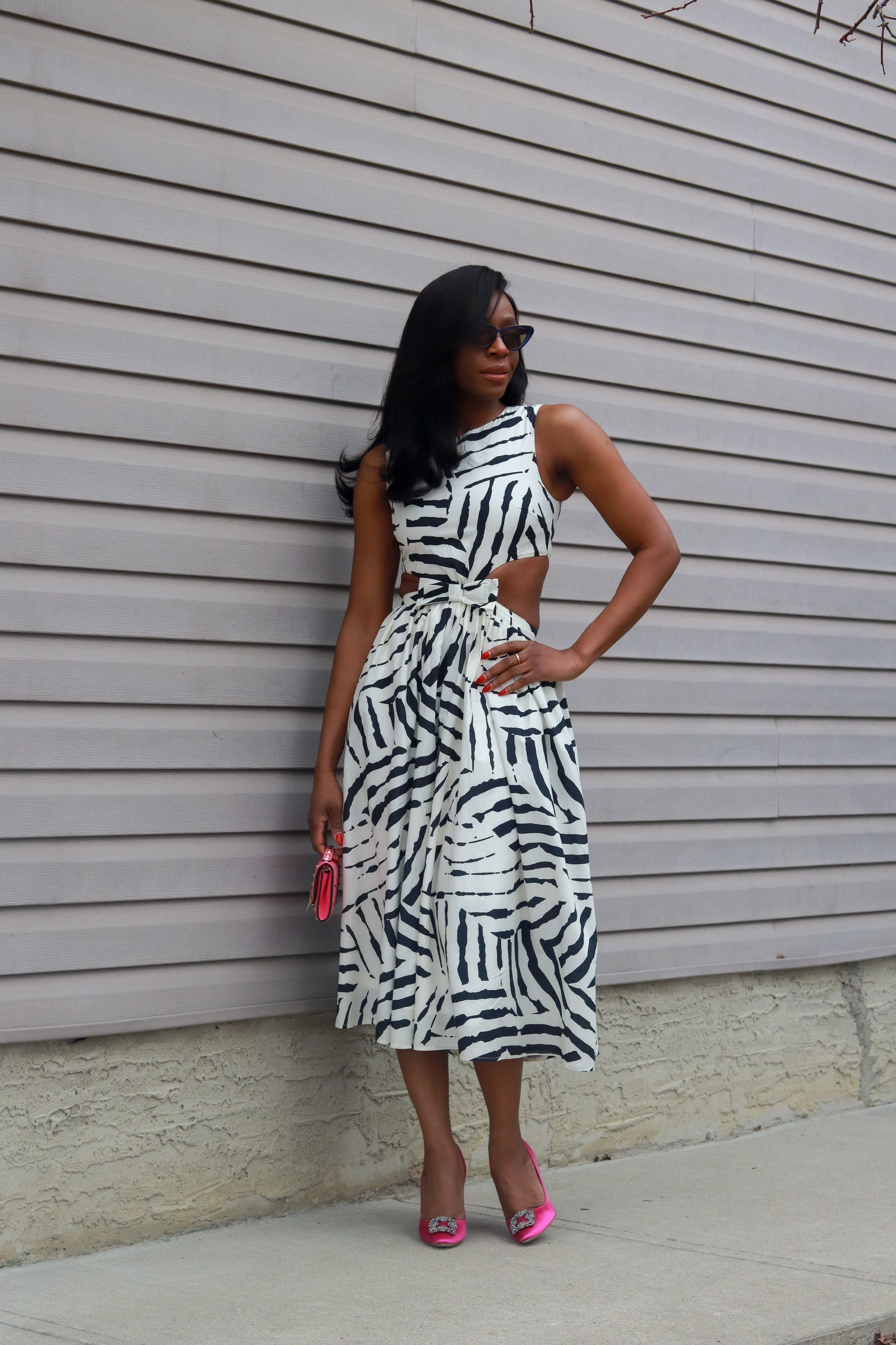 Kambili Cut Out Cotton Dress In Zebra Print