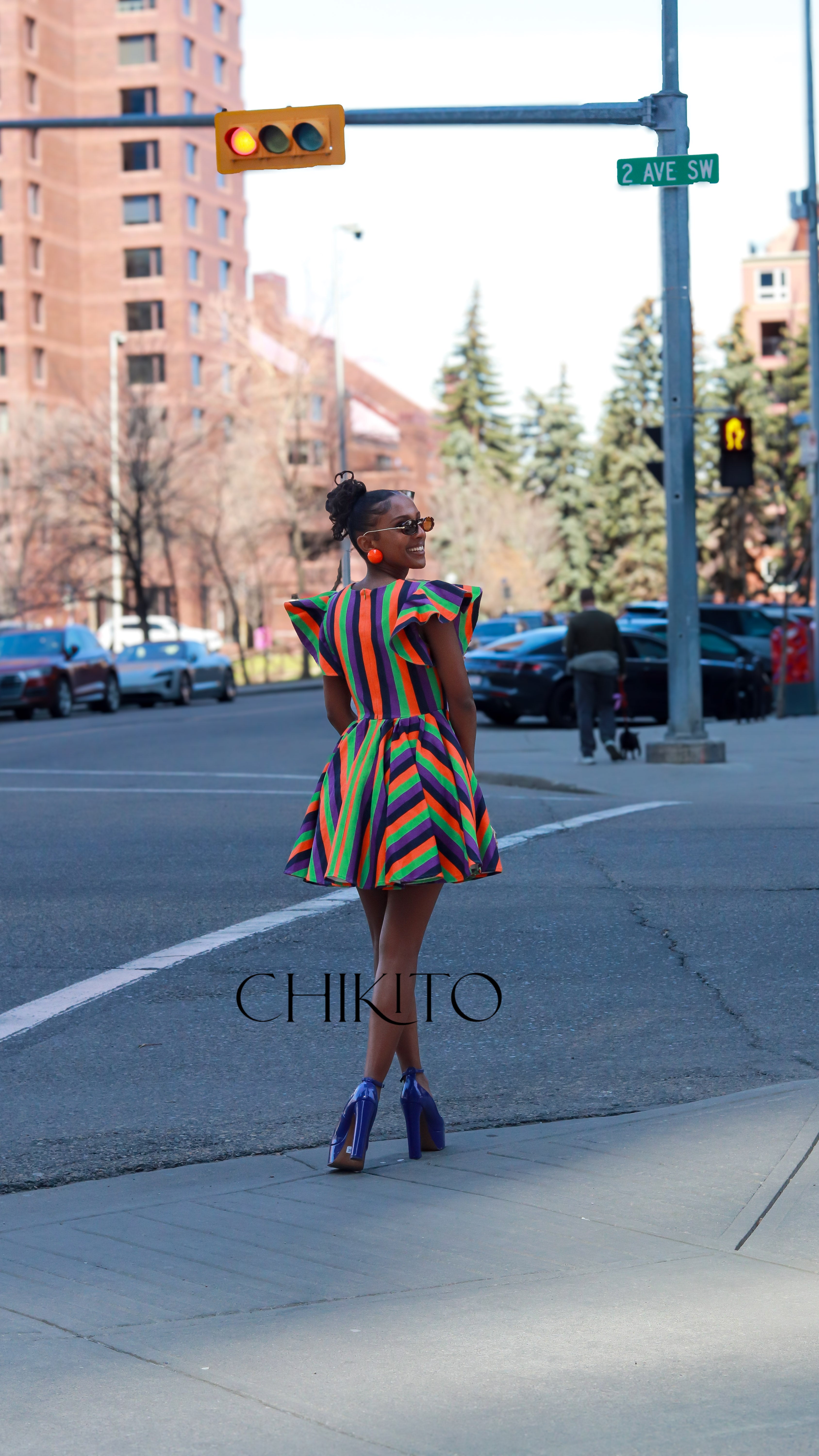 Lulu Denim Multi Color Cut-out Dress