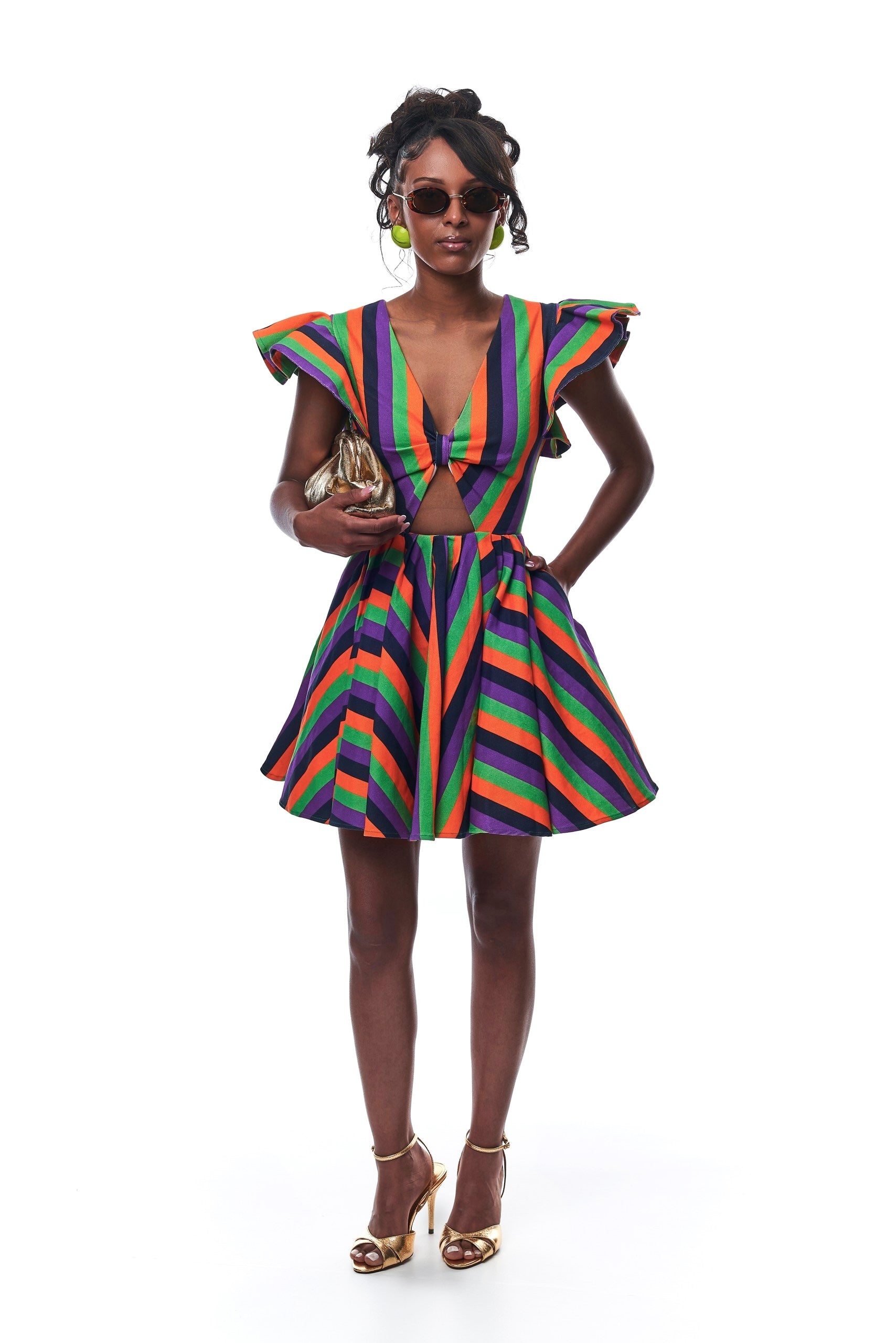 Lulu Denim Multi Color Cut-out Dress