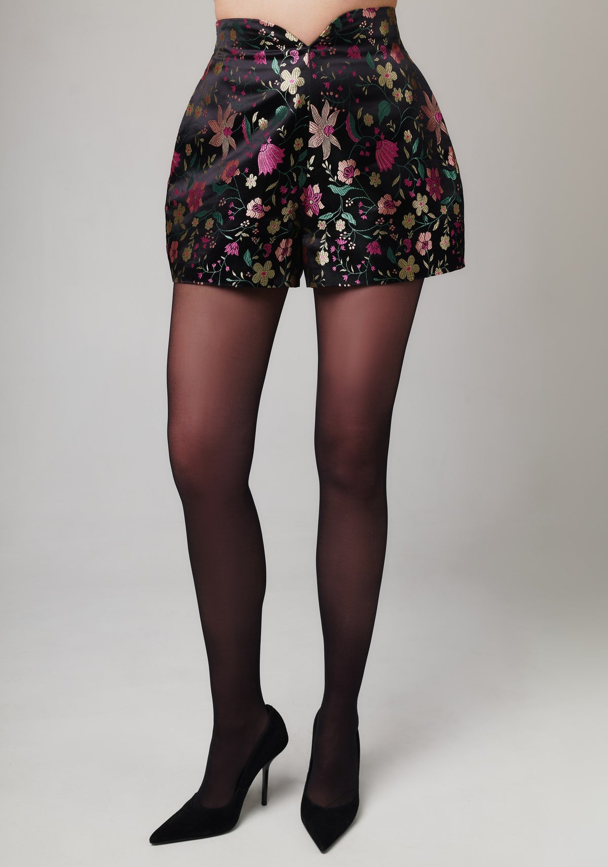 Stella Corset Cut High Waist Jacquard Floral Shorts