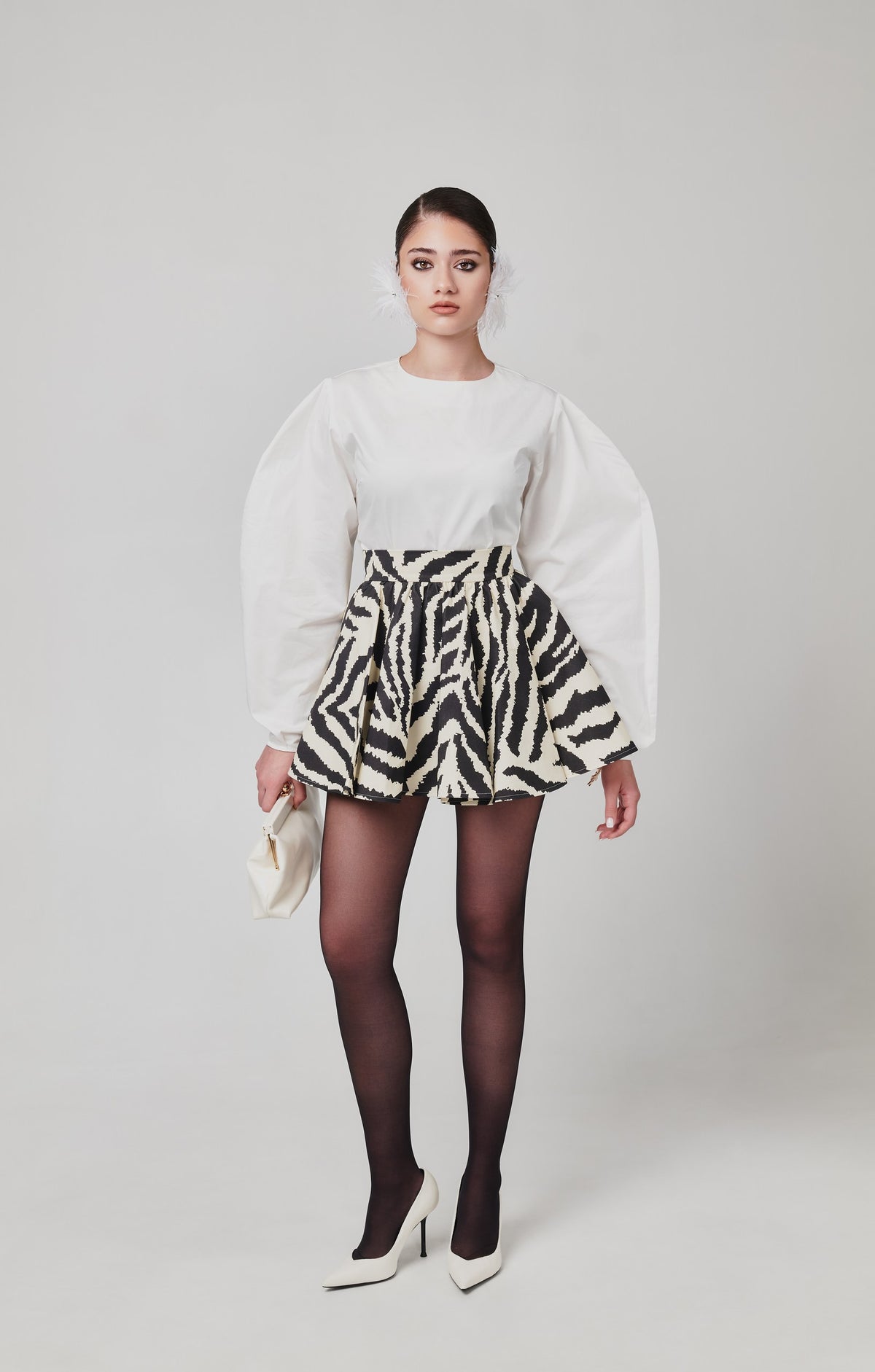 Chima Cotton Poplin Curved Sleeve Blouse With Gold Button