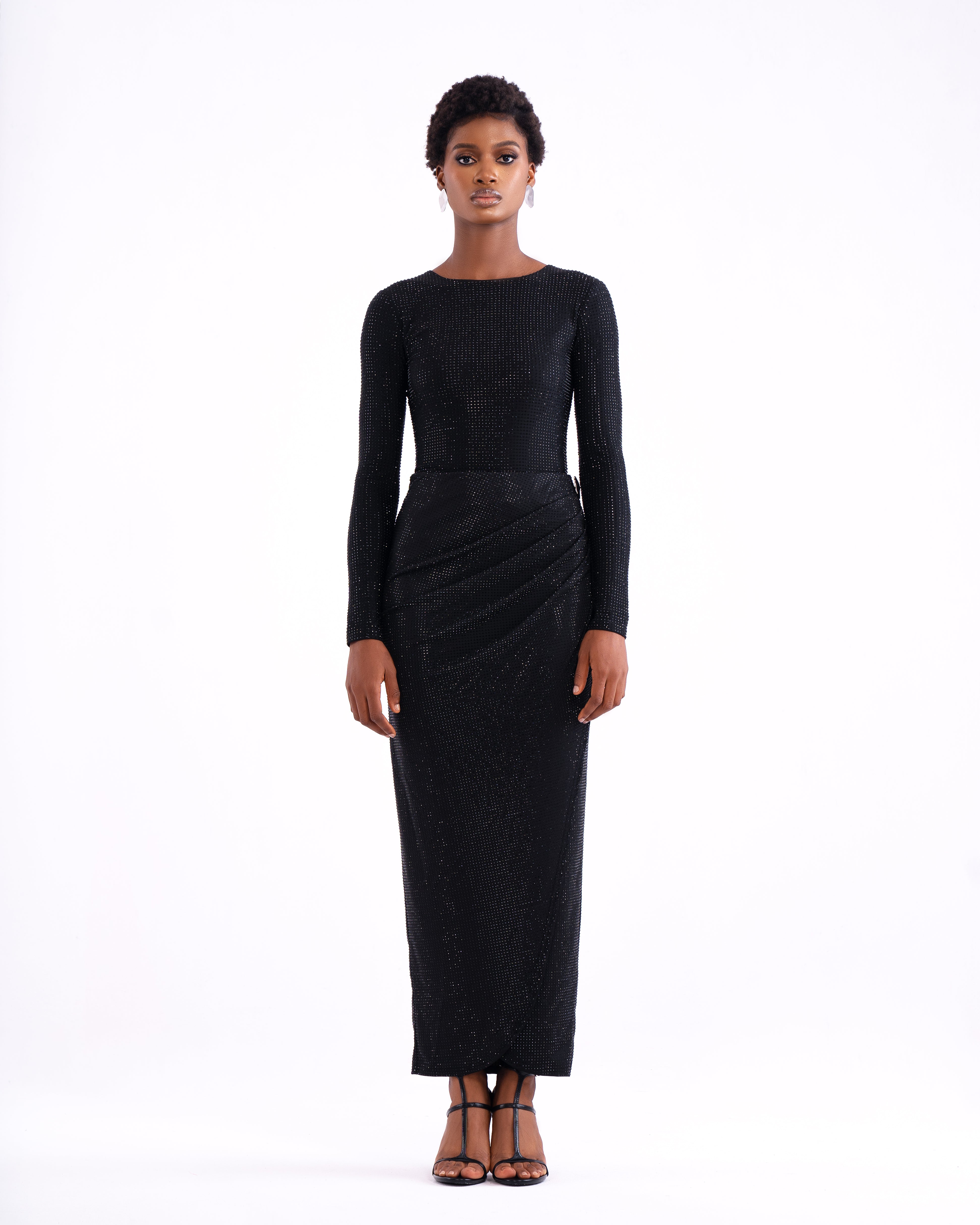 Gina Crystal Embellished stretch skirt In Black