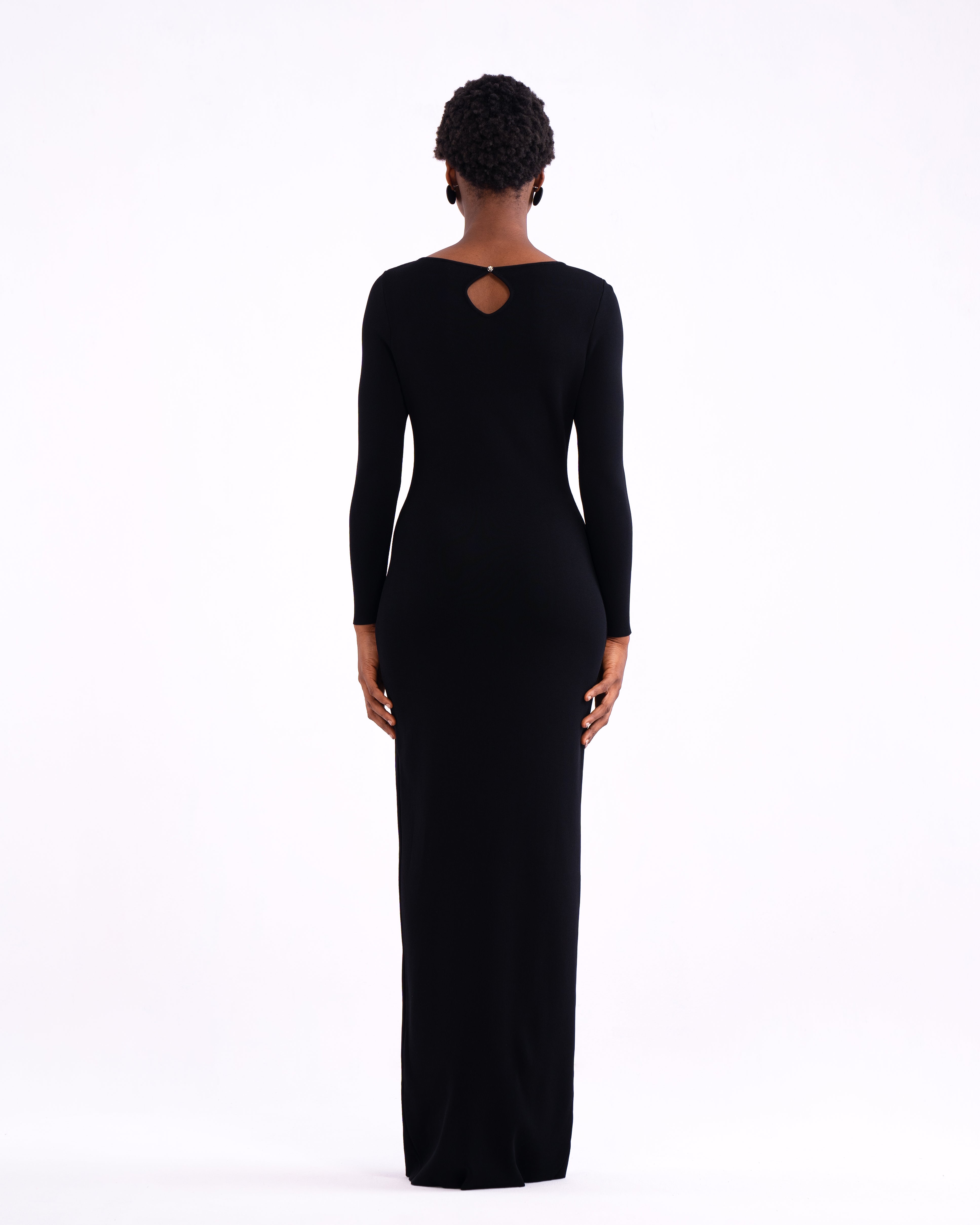 Zoe Knit Crochet  Cup Maxi Dress In Black