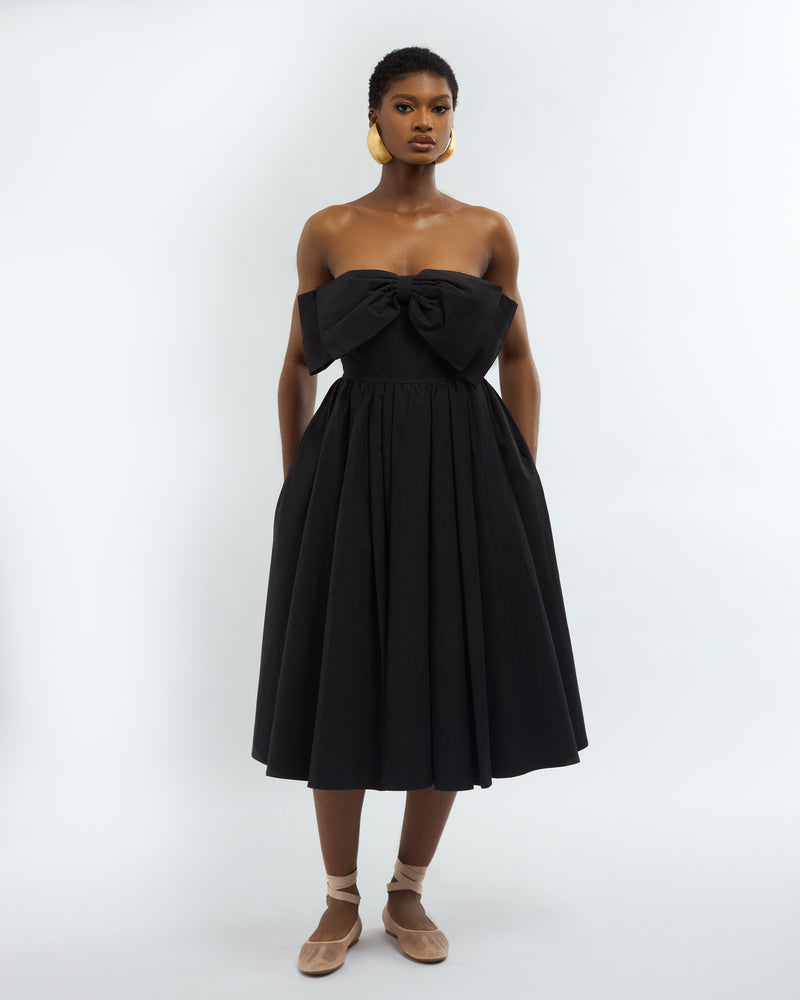 JACINTA BOW DRESS-BLACK