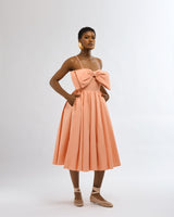 JACINTA BOW DRESS-PEACH